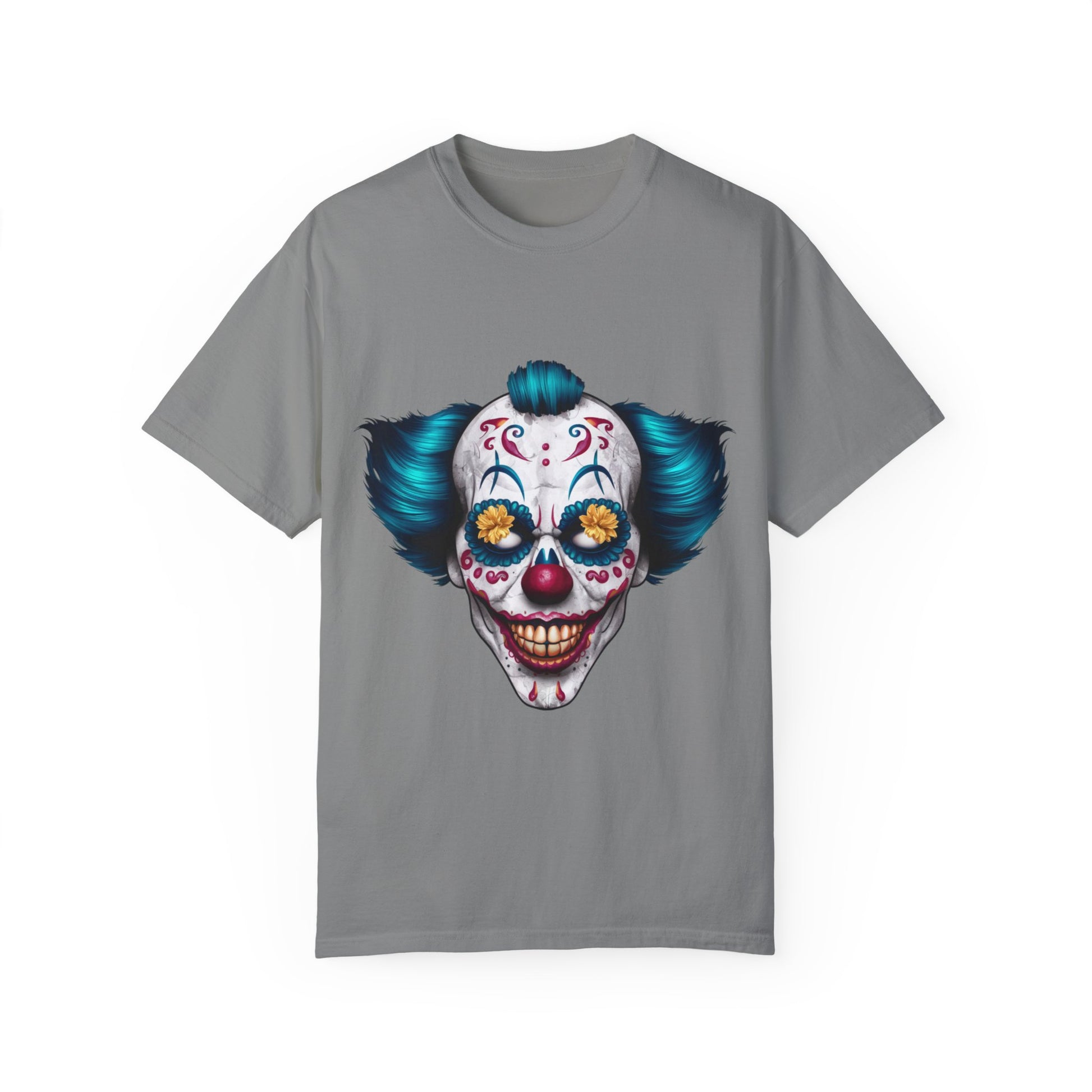 Funny Horror Scary Clown Face Urban Sarcastic Graphic Unisex Garment Dyed T-shirt Cotton Funny Humorous Graphic Soft Premium Unisex Men Women Granite T-shirt Birthday Gift-4