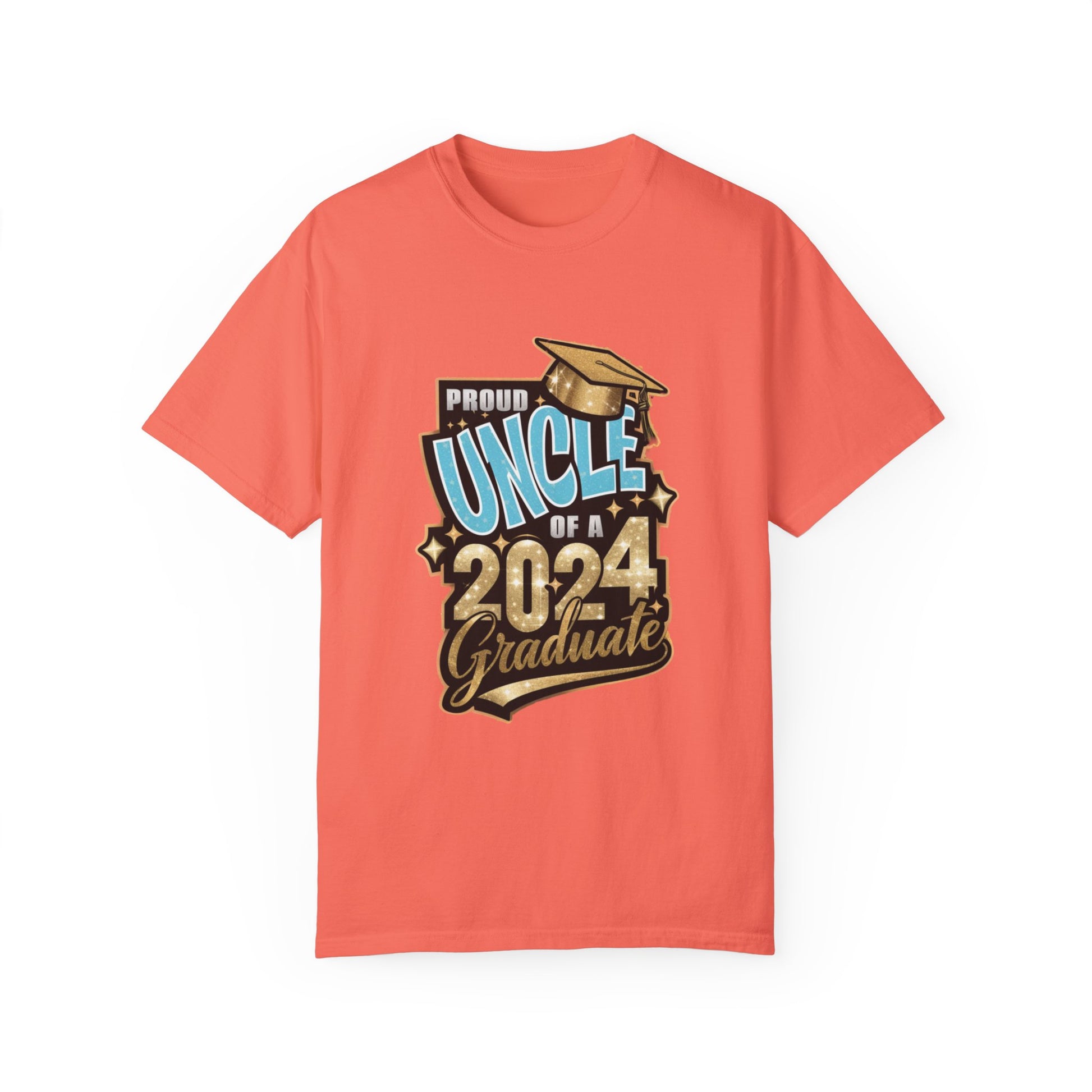 Proud Uncle of a 2024 Graduate Unisex Garment-dyed T-shirt Cotton Funny Humorous Graphic Soft Premium Unisex Men Women Bright Salmon T-shirt Birthday Gift-6