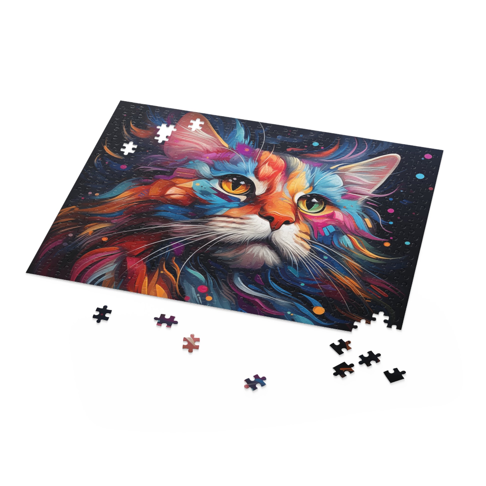 Abstract Watercolor Cat Jigsaw Puzzle Adult Birthday Business Jigsaw Puzzle Gift for Him Funny Humorous Indoor Outdoor Game Gift For Her Online-5