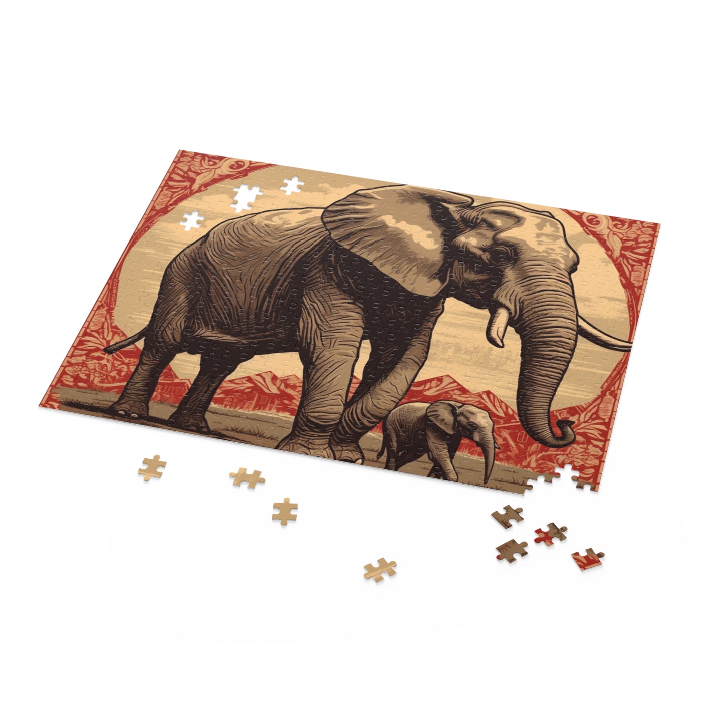 Abstract Elephant Watercolor Jigsaw Puzzle for Boys, Girls, Kids Adult Birthday Business Jigsaw Puzzle Gift for Him Funny Humorous Indoor Outdoor Game Gift For Her Online-5