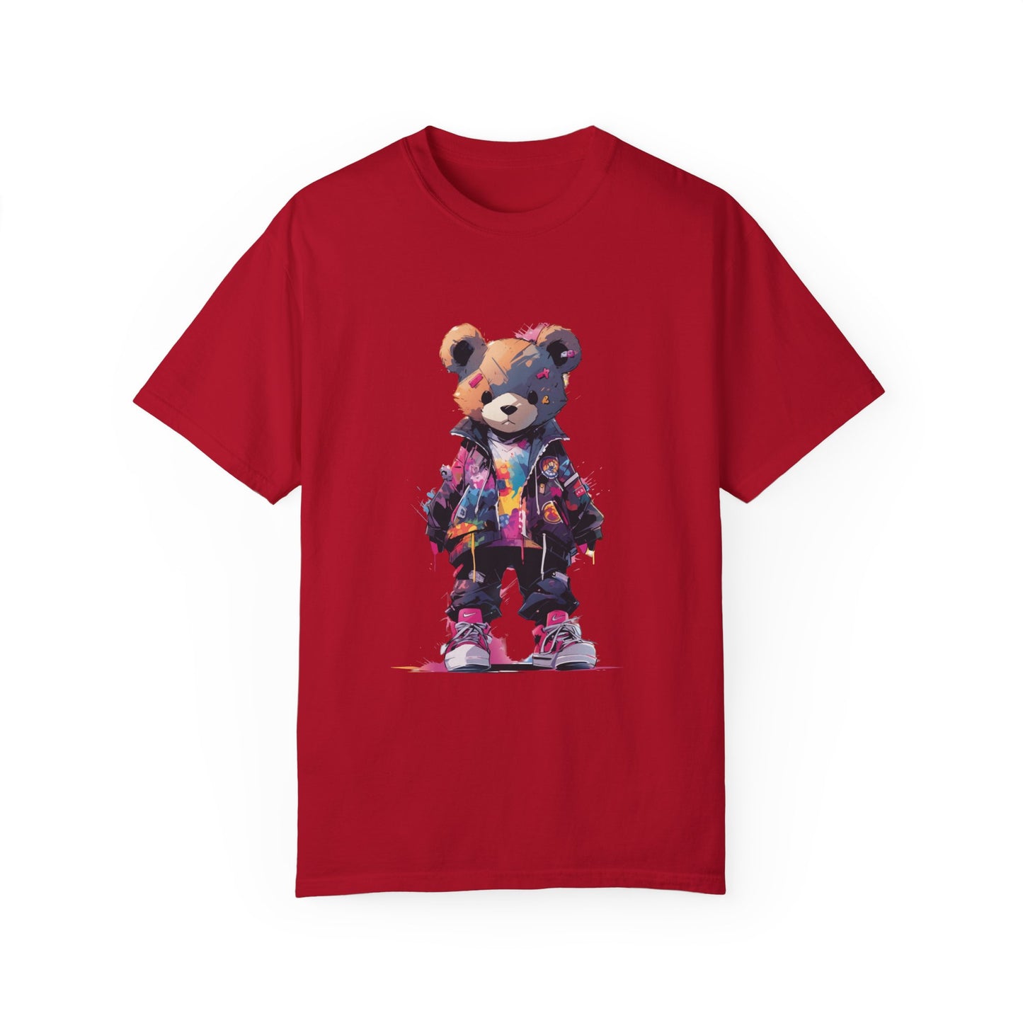 Hip Hop Teddy Bear Graphic Unisex Garment-dyed T-shirt Cotton Funny Humorous Graphic Soft Premium Unisex Men Women Red T-shirt Birthday Gift-2