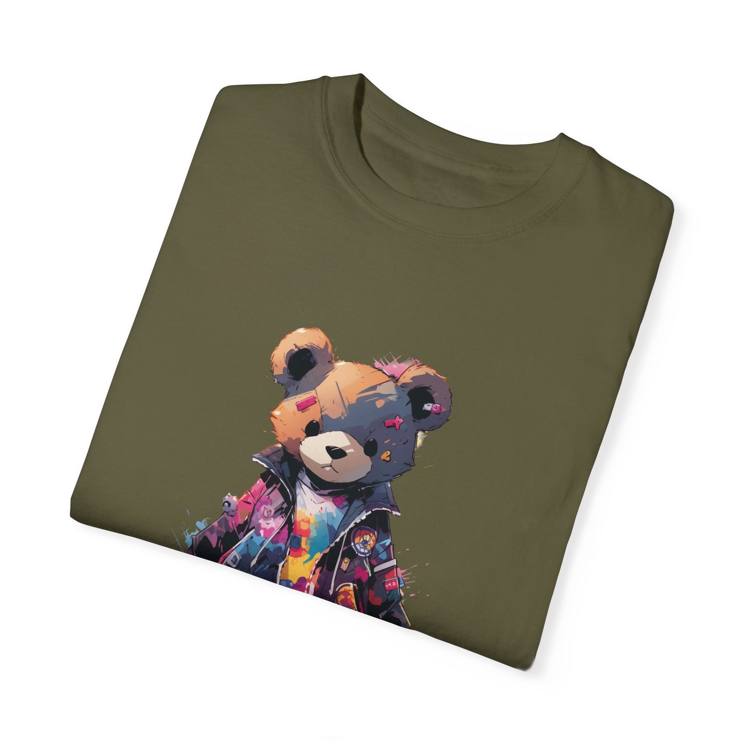 Hip Hop Teddy Bear Graphic Unisex Garment-dyed T-shirt Cotton Funny Humorous Graphic Soft Premium Unisex Men Women Sage T-shirt Birthday Gift-53