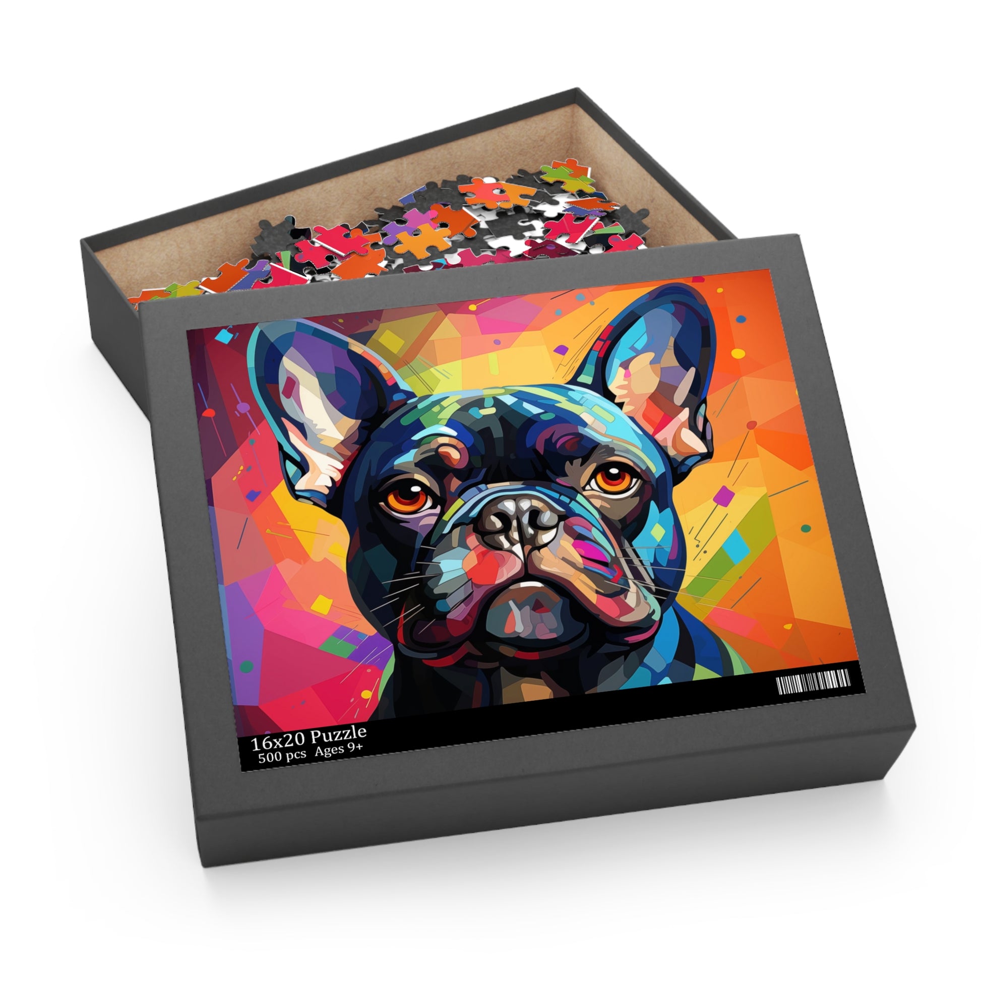 Abstract Frenchie Dog Jigsaw Puzzle Oil Paint for Boys, Girls, Kids Adult Birthday Business Jigsaw Puzzle Gift for Him Funny Humorous Indoor Outdoor Game Gift For Her Online-4