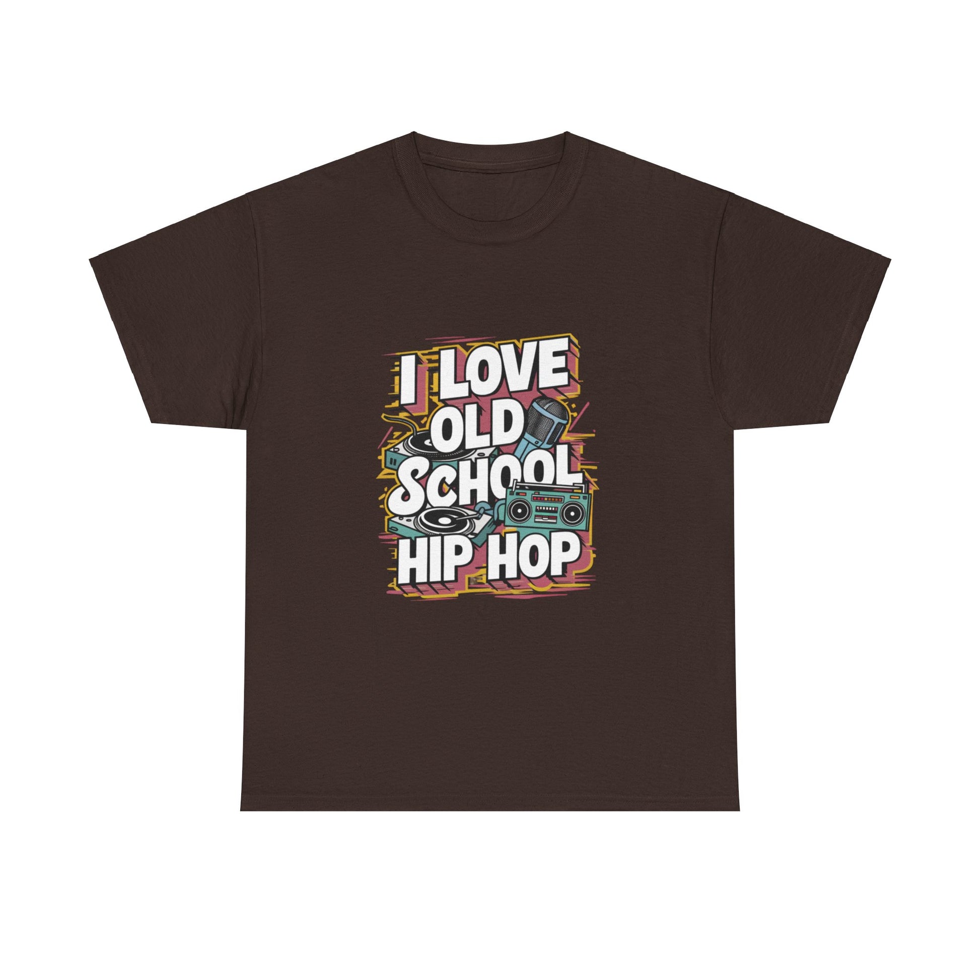 I Love Old School Hip Hop Urban Graphic Unisex Heavy Cotton Tee Cotton Funny Humorous Graphic Soft Premium Unisex Men Women Dark Chocolate T-shirt Birthday Gift-3