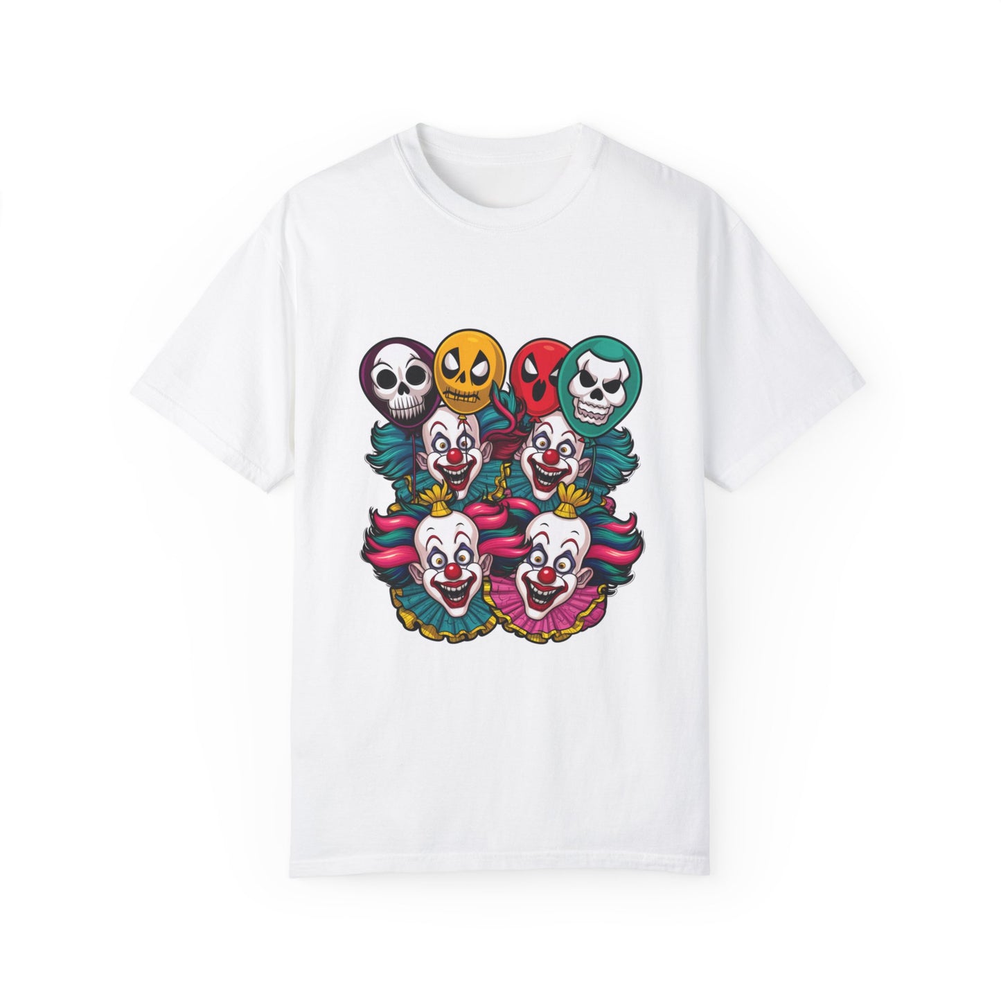 Funny Horror Scary Clown Face Urban Sarcastic Graphic Unisex Garment Dyed T-shirt Cotton Funny Humorous Graphic Soft Premium Unisex Men Women White T-shirt Birthday Gift-3