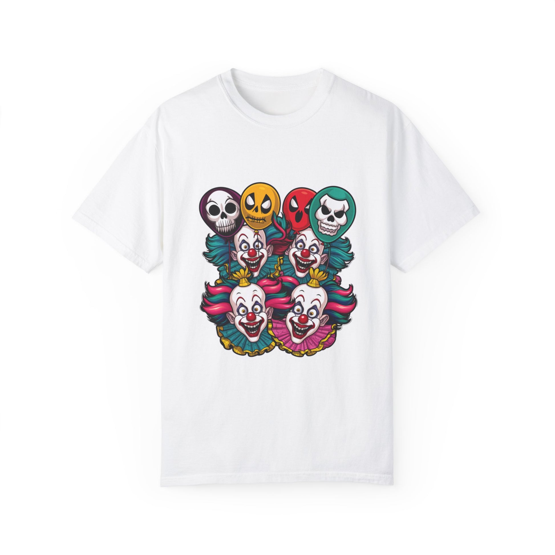 Funny Horror Scary Clown Face Urban Sarcastic Graphic Unisex Garment Dyed T-shirt Cotton Funny Humorous Graphic Soft Premium Unisex Men Women White T-shirt Birthday Gift-3