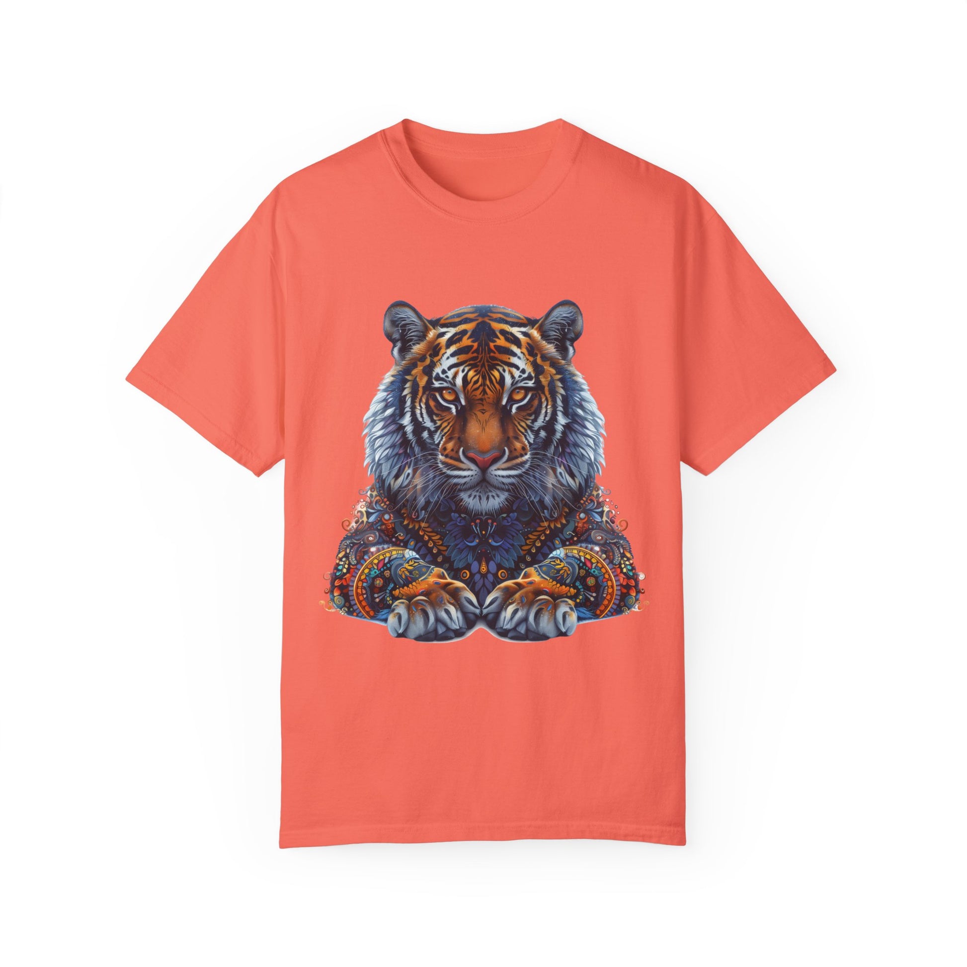 Lion Head Cool Graphic Design Novelty Unisex Garment-dyed T-shirt Cotton Funny Humorous Graphic Soft Premium Unisex Men Women Bright Salmon T-shirt Birthday Gift-6