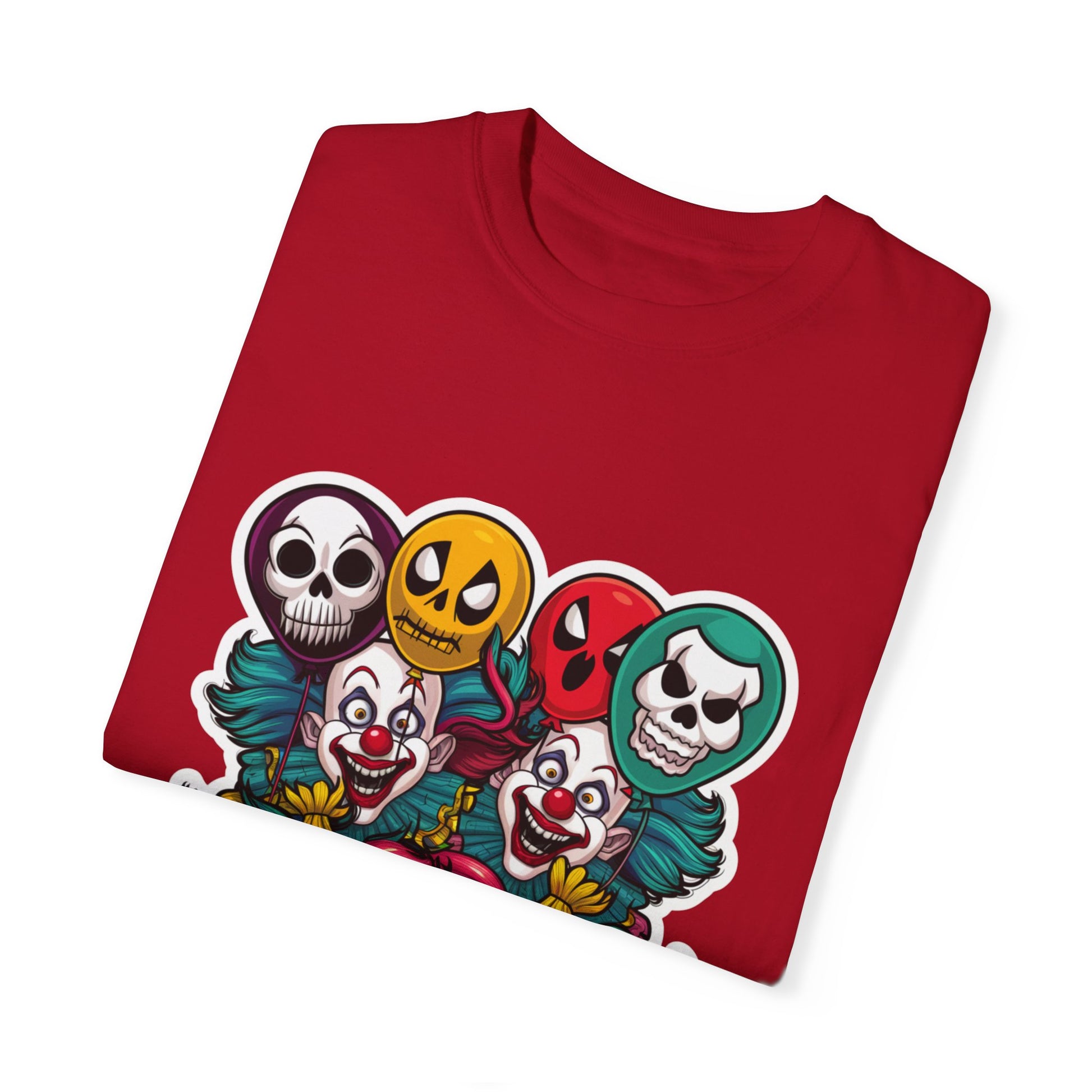 Funny Horror Scary Clown Face Urban Sarcastic Graphic Unisex Garment Dyed T-shirt Cotton Funny Humorous Graphic Soft Premium Unisex Men Women Red T-shirt Birthday Gift-20