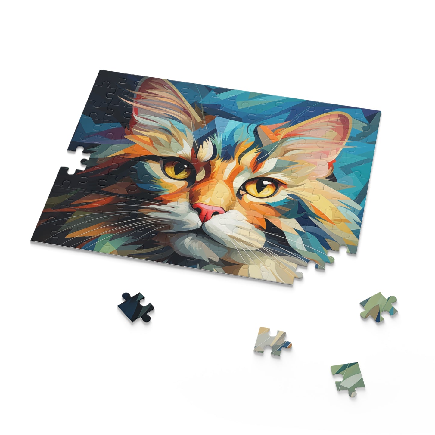 Abstract Oil Paint Watercolor Cat Jigsaw Puzzle Adult Birthday Business Jigsaw Puzzle Gift for Him Funny Humorous Indoor Outdoor Game Gift For Her Online-7