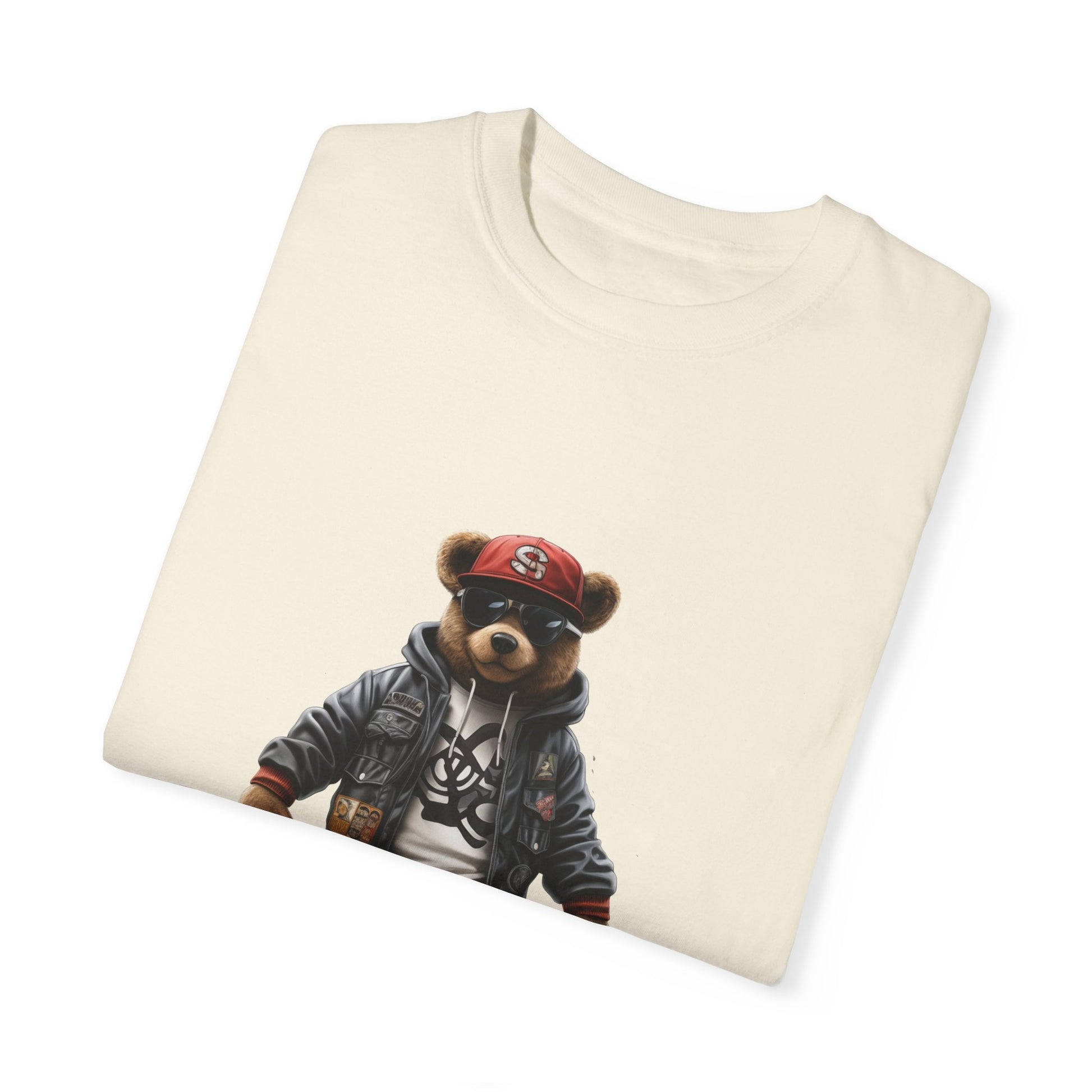 Hip Hop Teddy Bear Graphic Unisex Garment-dyed T-shirt Cotton Funny Humorous Graphic Soft Premium Unisex Men Women Ivory T-shirt Birthday Gift-44