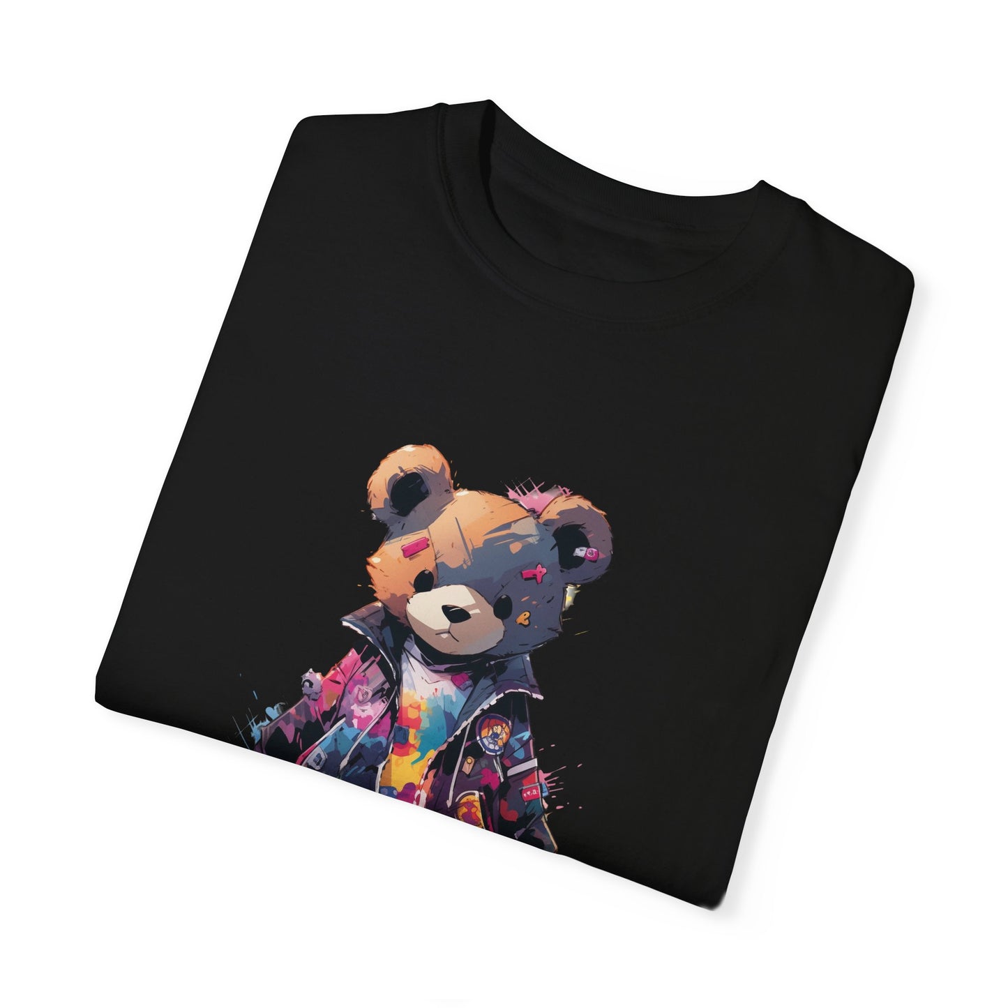 Hip Hop Teddy Bear Graphic Unisex Garment-dyed T-shirt Cotton Funny Humorous Graphic Soft Premium Unisex Men Women Black T-shirt Birthday Gift-17