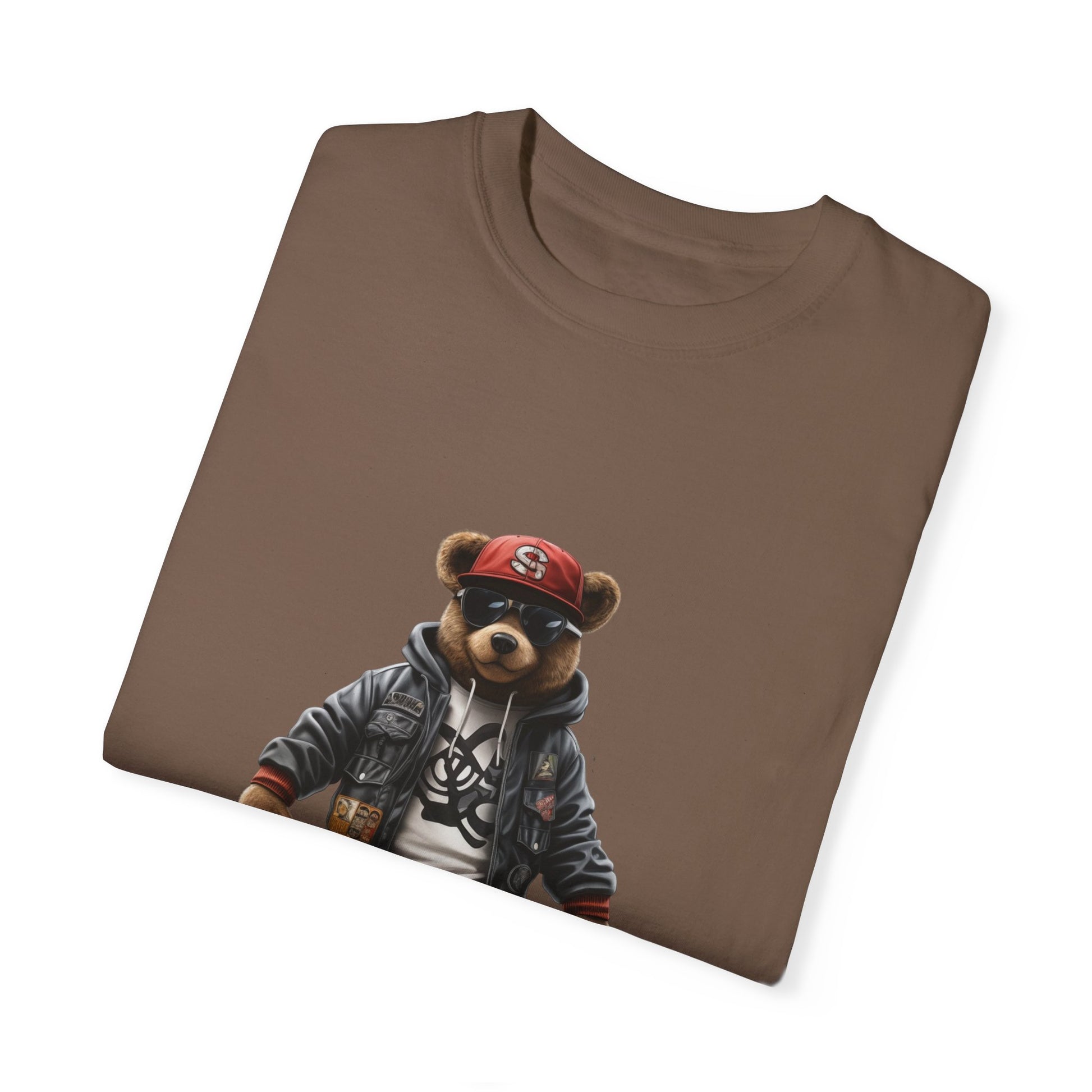 Hip Hop Teddy Bear Graphic Unisex Garment-dyed T-shirt Cotton Funny Humorous Graphic Soft Premium Unisex Men Women Espresso T-shirt Birthday Gift-59