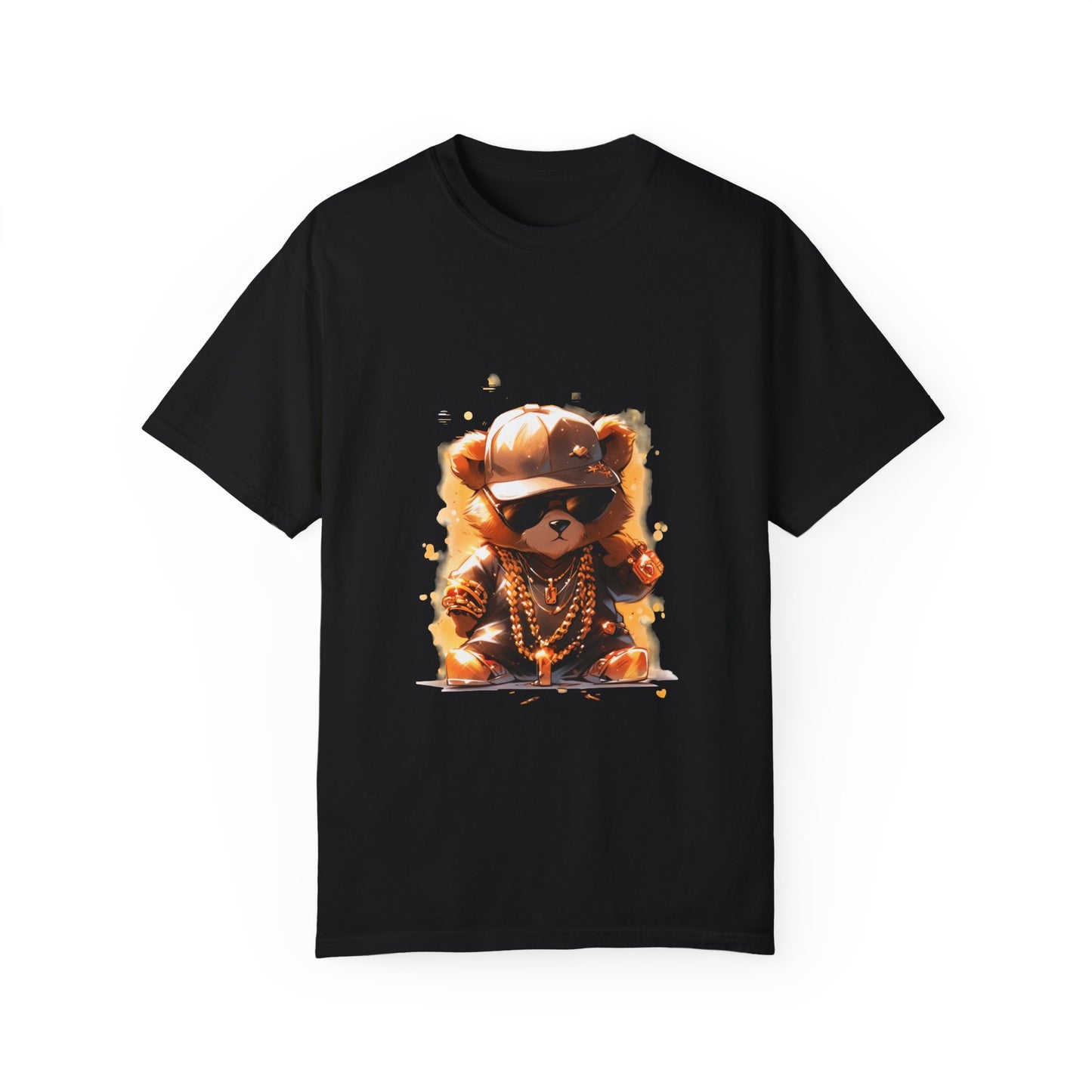 Hip Hop Teddy Bear Graphic Unisex Garment-dyed T-shirt Cotton Funny Humorous Graphic Soft Premium Unisex Men Women Black T-shirt Birthday Gift-1