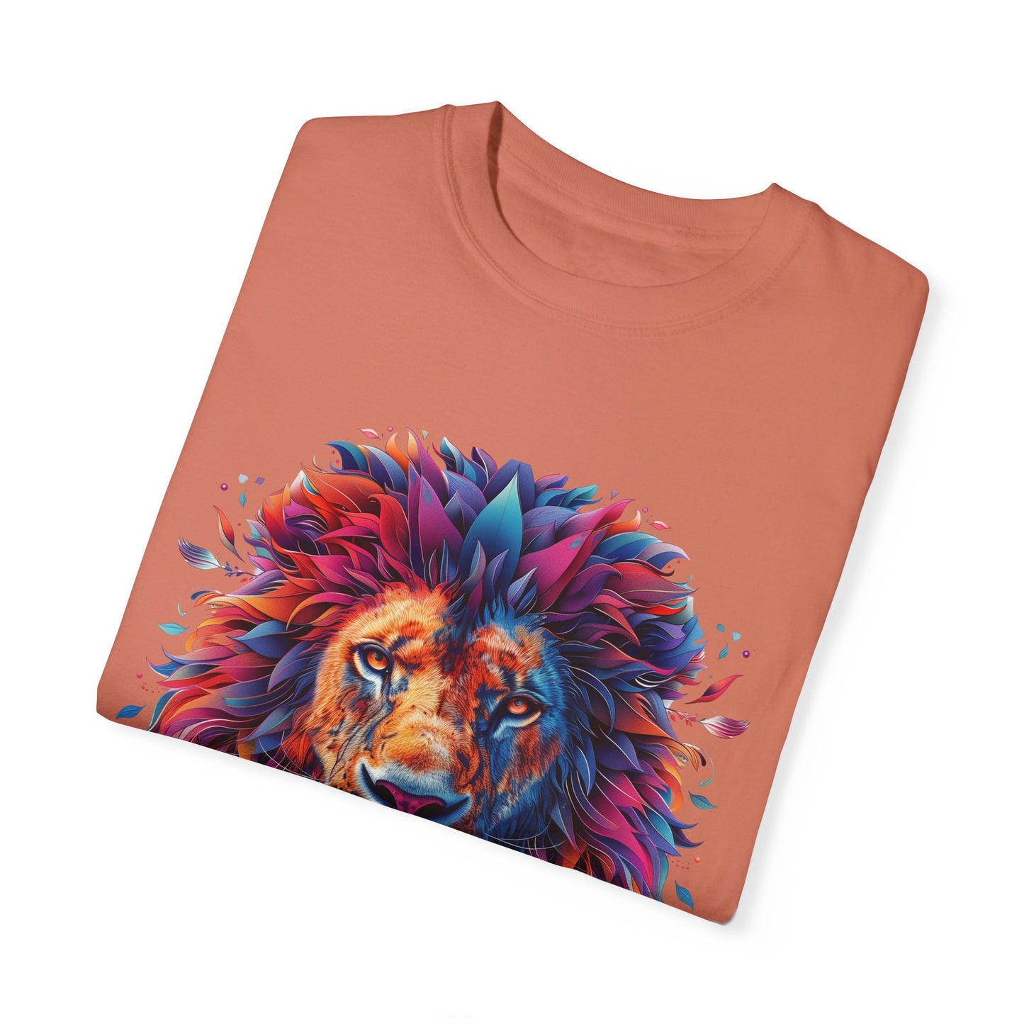 Lion Head Cool Graphic Design Novelty Unisex Garment-dyed T-shirt Cotton Funny Humorous Graphic Soft Premium Unisex Men Women Terracotta T-shirt Birthday Gift-56