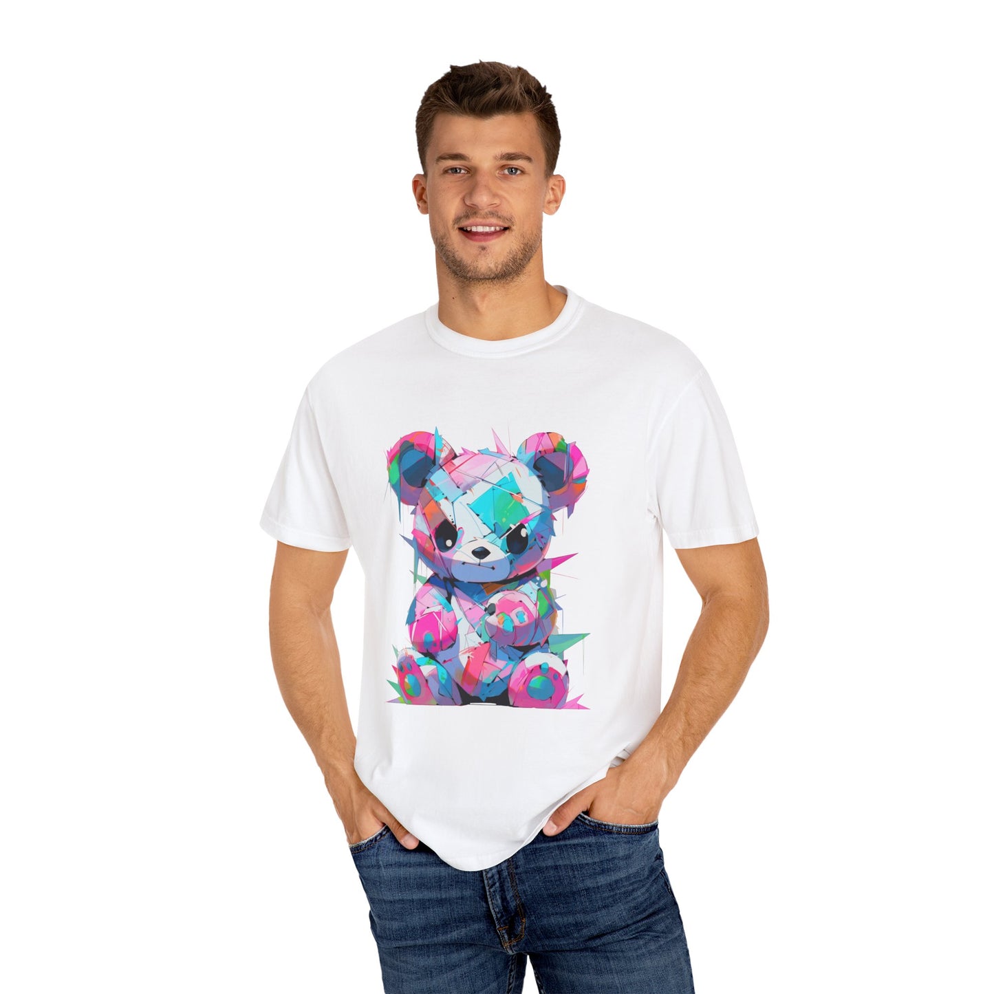 Hip Hop Teddy Bear Graphic Unisex Garment-dyed T-shirt Cotton Funny Humorous Graphic Soft Premium Unisex Men Women White T-shirt Birthday Gift-24