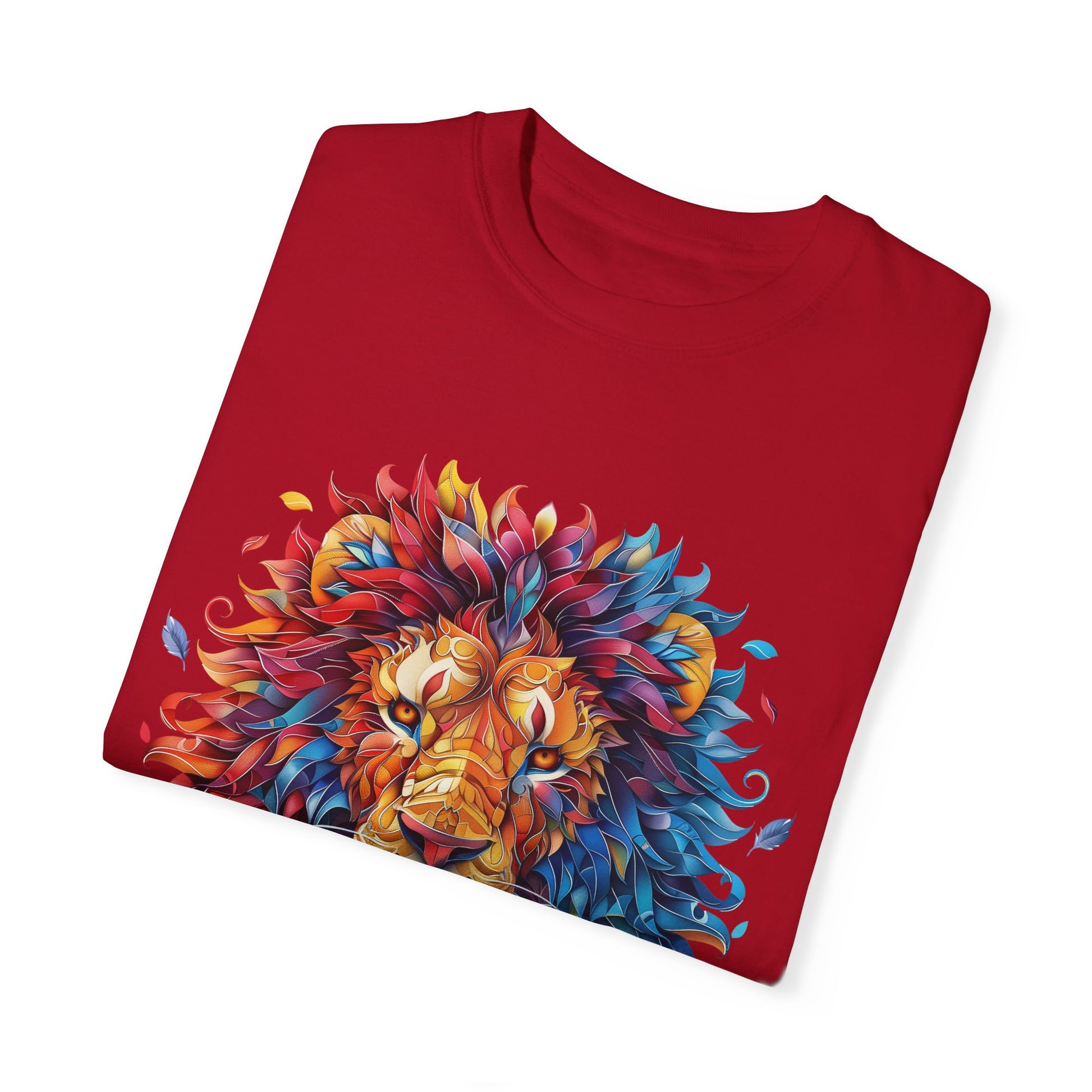 Lion Head Cool Graphic Design Novelty Unisex Garment-dyed T-shirt Cotton Funny Humorous Graphic Soft Premium Unisex Men Women Red T-shirt Birthday Gift-20