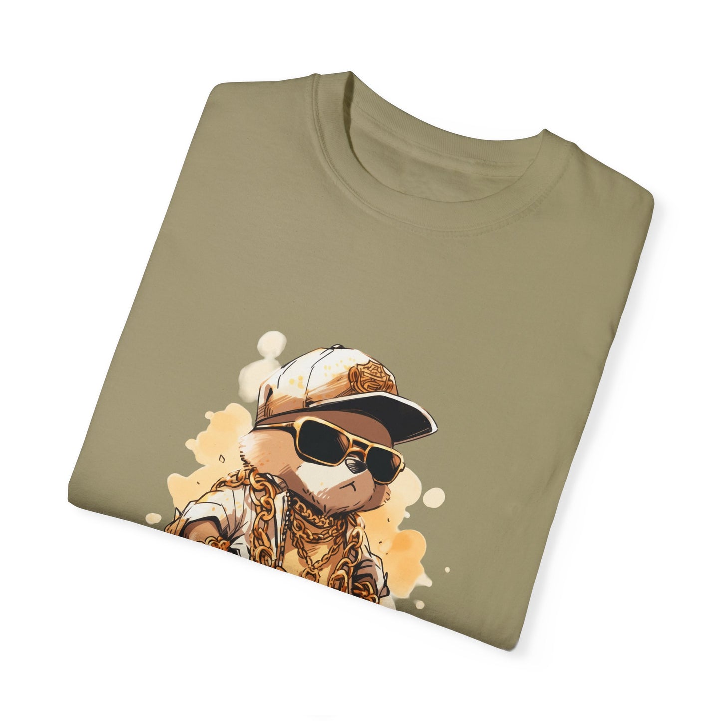 Hip Hop Teddy Bear Graphic Unisex Garment-dyed T-shirt Cotton Funny Humorous Graphic Soft Premium Unisex Men Women Khaki T-shirt Birthday Gift-47