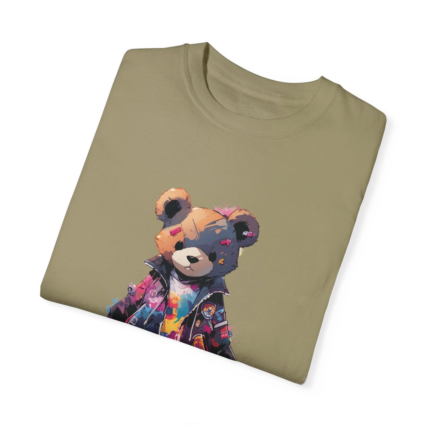 Hip Hop Teddy Bear Graphic Unisex Garment-dyed T-shirt Cotton Funny Humorous Graphic Soft Premium Unisex Men Women Khaki T-shirt Birthday Gift-47