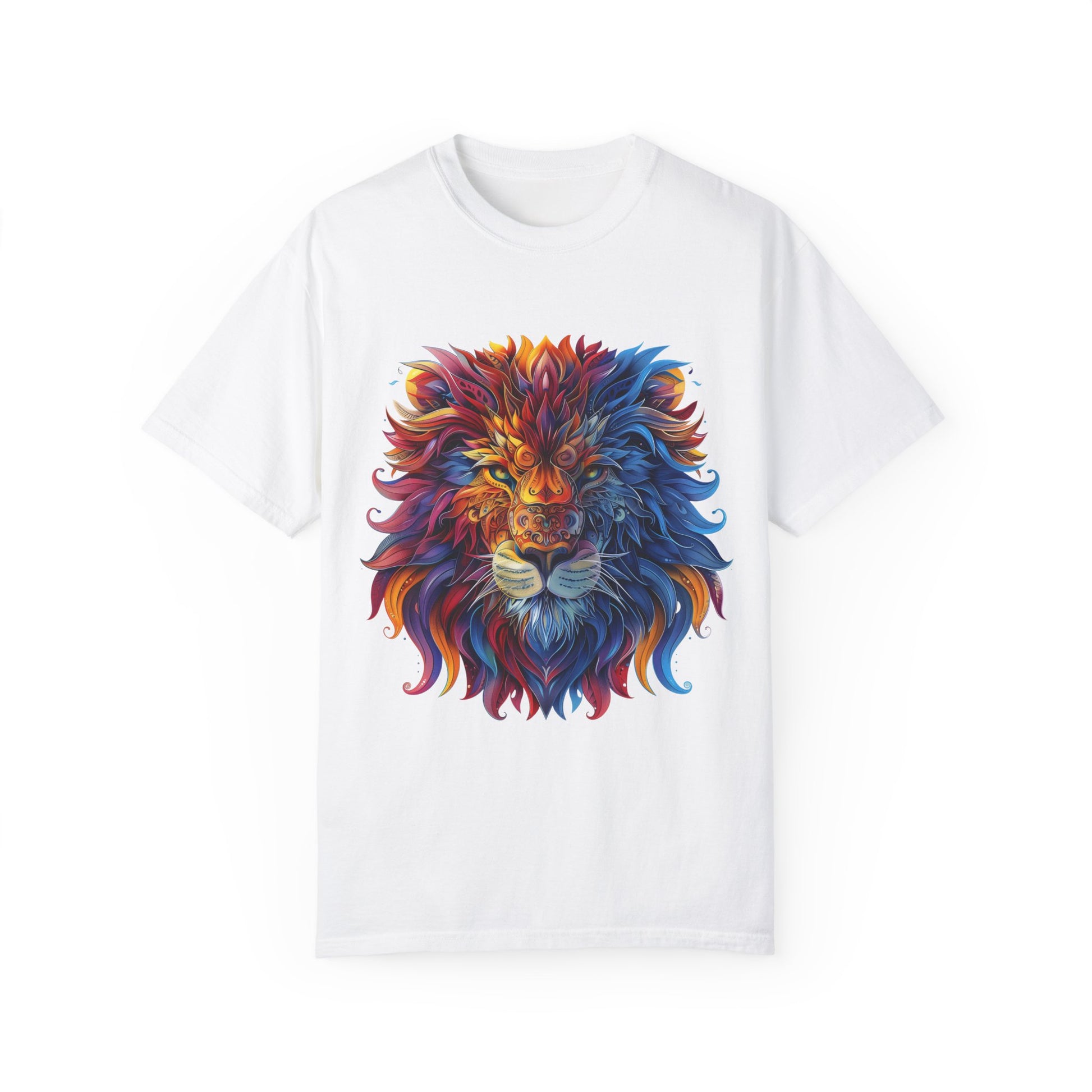 Lion Head Cool Graphic Design Novelty Unisex Garment-dyed T-shirt Cotton Funny Humorous Graphic Soft Premium Unisex Men Women White T-shirt Birthday Gift-3