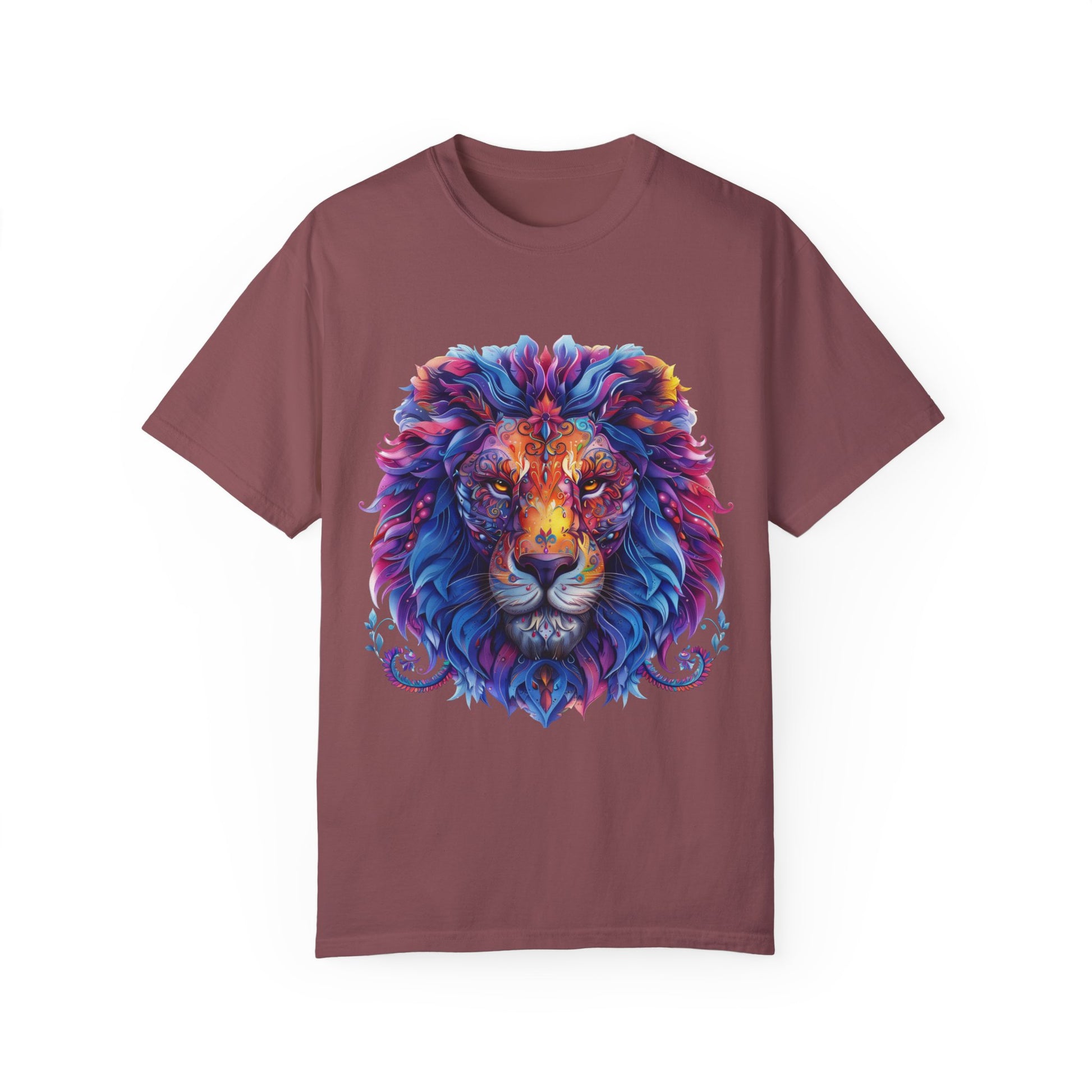 Lion Head Cool Graphic Design Novelty Unisex Garment-dyed T-shirt Cotton Funny Humorous Graphic Soft Premium Unisex Men Women Brick T-shirt Birthday Gift-5