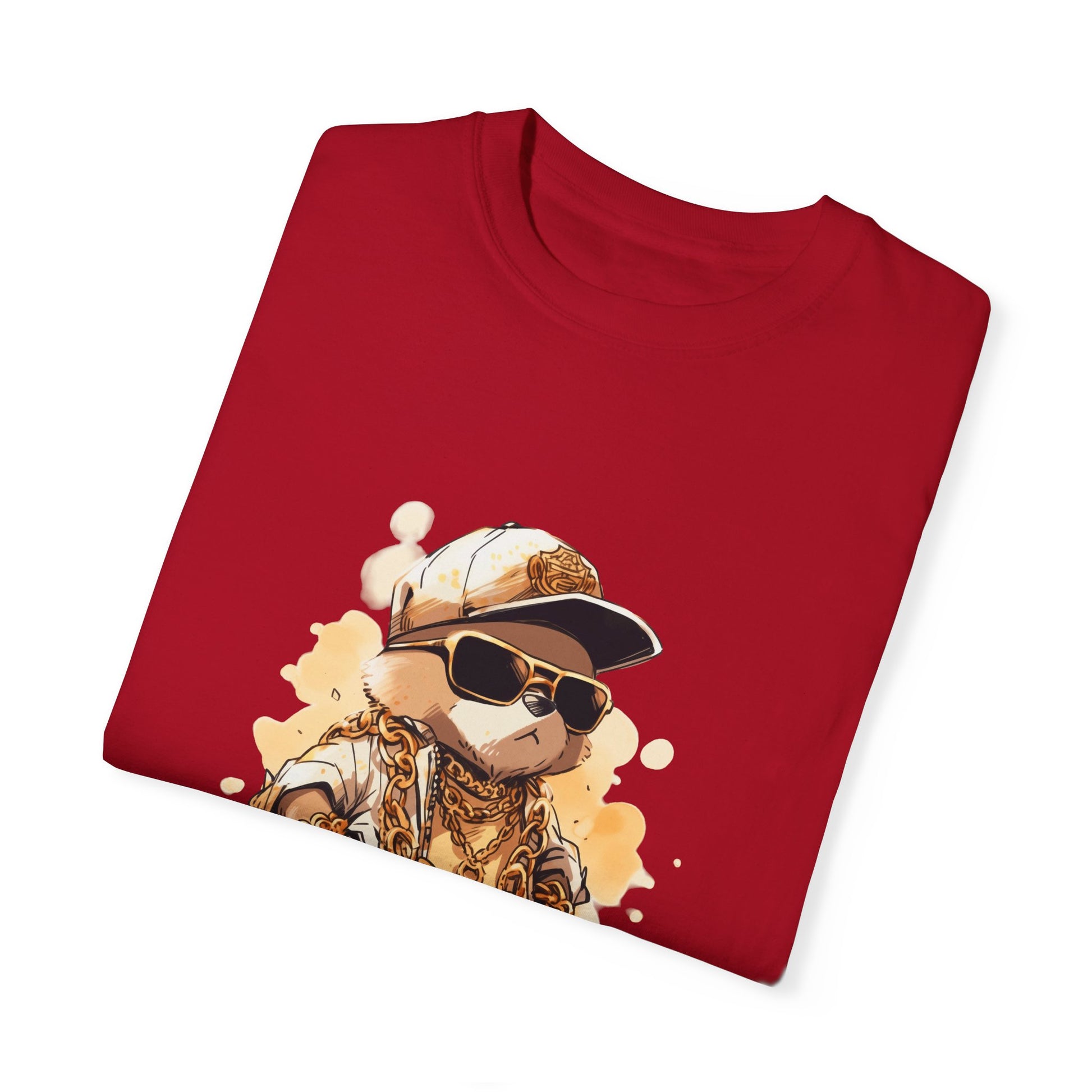 Hip Hop Teddy Bear Graphic Unisex Garment-dyed T-shirt Cotton Funny Humorous Graphic Soft Premium Unisex Men Women Red T-shirt Birthday Gift-20