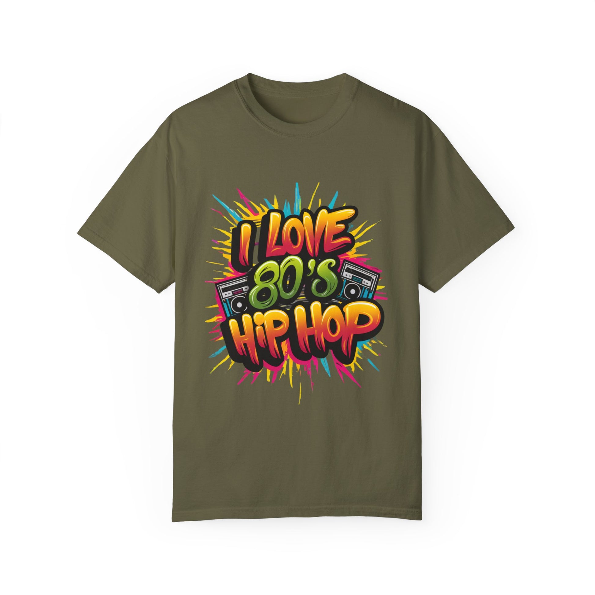 I Love 80's Hip Hop Graphic Unisex Garment-dyed T-shirt Cotton Funny Humorous Graphic Soft Premium Unisex Men Women Sage T-shirt Birthday Gift-13