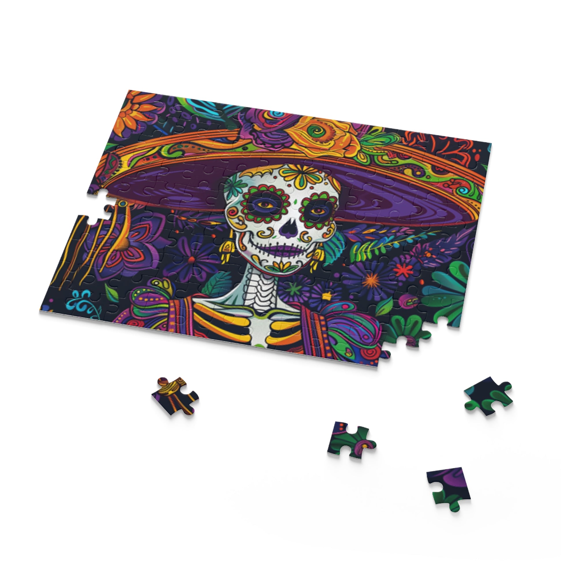 Mexican Art Day of the Dead Día de Muertos Jigsaw Puzzle Adult Birthday Business Jigsaw Puzzle Gift for Him Funny Humorous Indoor Outdoor Game Gift For Her Online-7