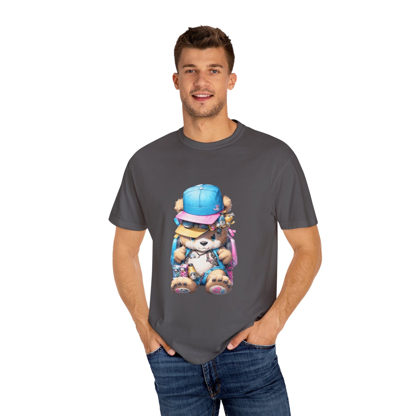 Hip Hop Teddy Bear Graphic Unisex Garment-dyed T-shirt Cotton Funny Humorous Graphic Soft Premium Unisex Men Women Graphite T-shirt Birthday Gift-39