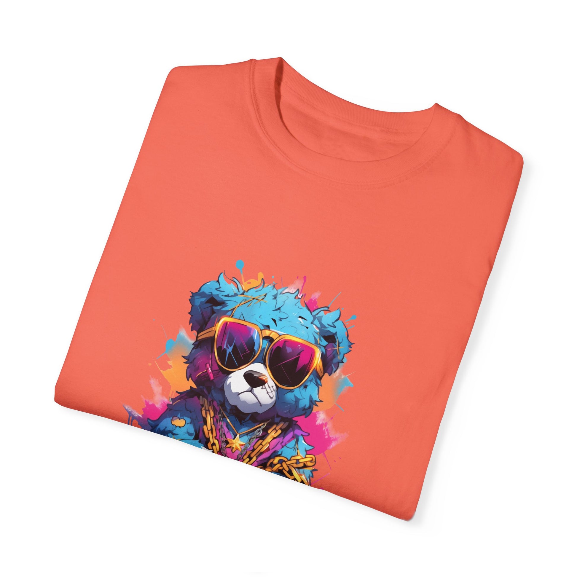 Hip Hop Teddy Bear Graphic Unisex Garment-dyed T-shirt Cotton Funny Humorous Graphic Soft Premium Unisex Men Women Bright Salmon T-shirt Birthday Gift-32