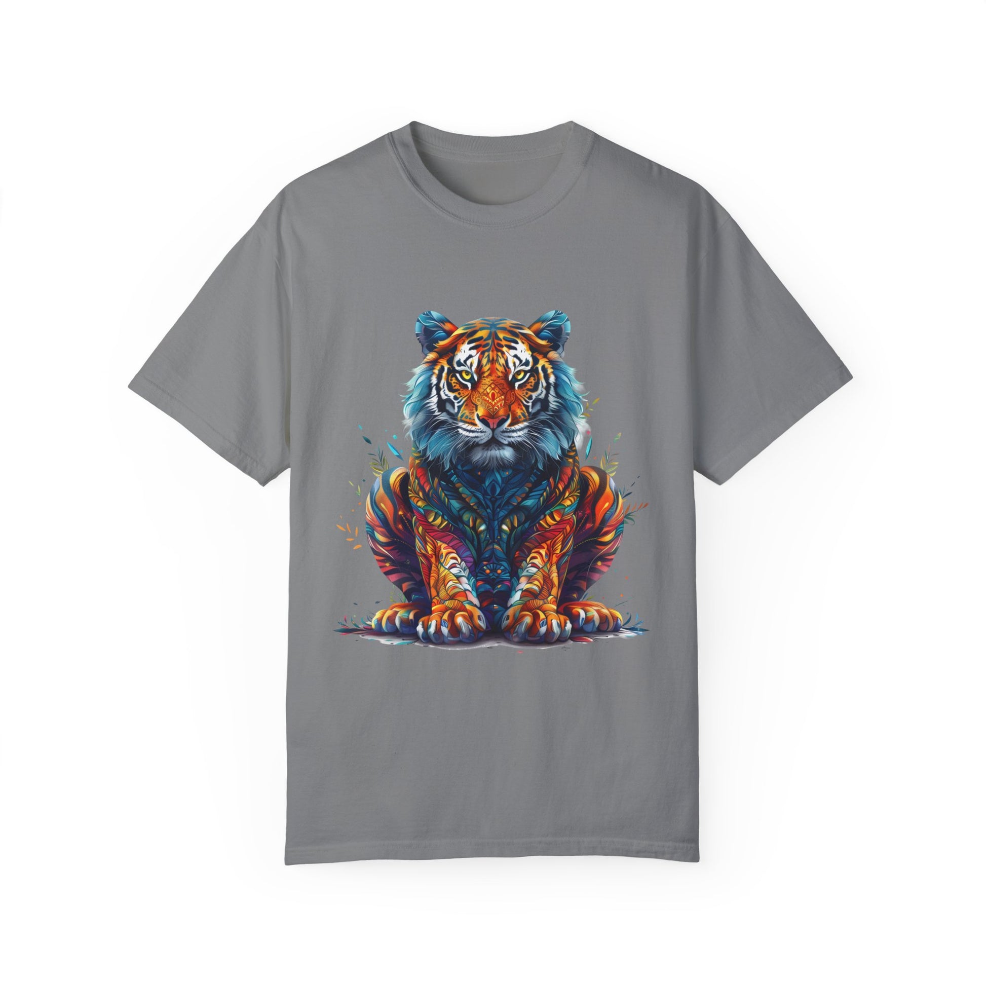 Lion Head Cool Graphic Design Novelty Unisex Garment-dyed T-shirt Cotton Funny Humorous Graphic Soft Premium Unisex Men Women Grey T-shirt Birthday Gift-9