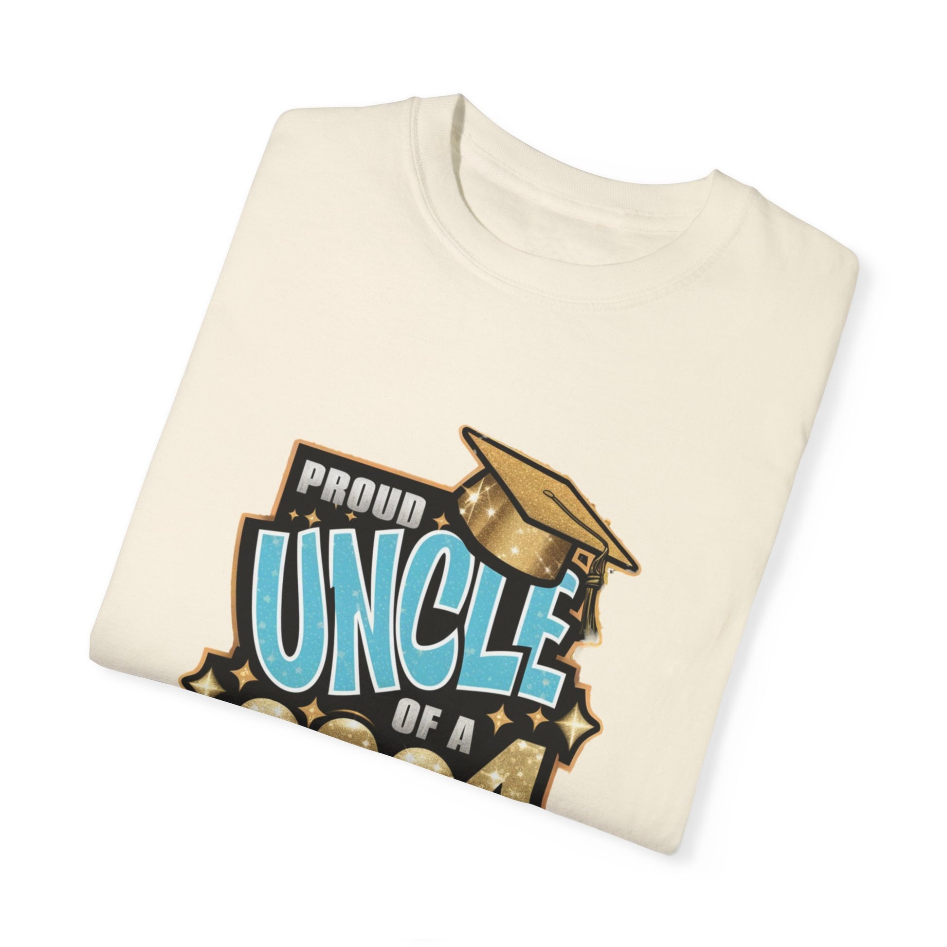 Proud Uncle of a 2024 Graduate Unisex Garment-dyed T-shirt Cotton Funny Humorous Graphic Soft Premium Unisex Men Women Ivory T-shirt Birthday Gift-44