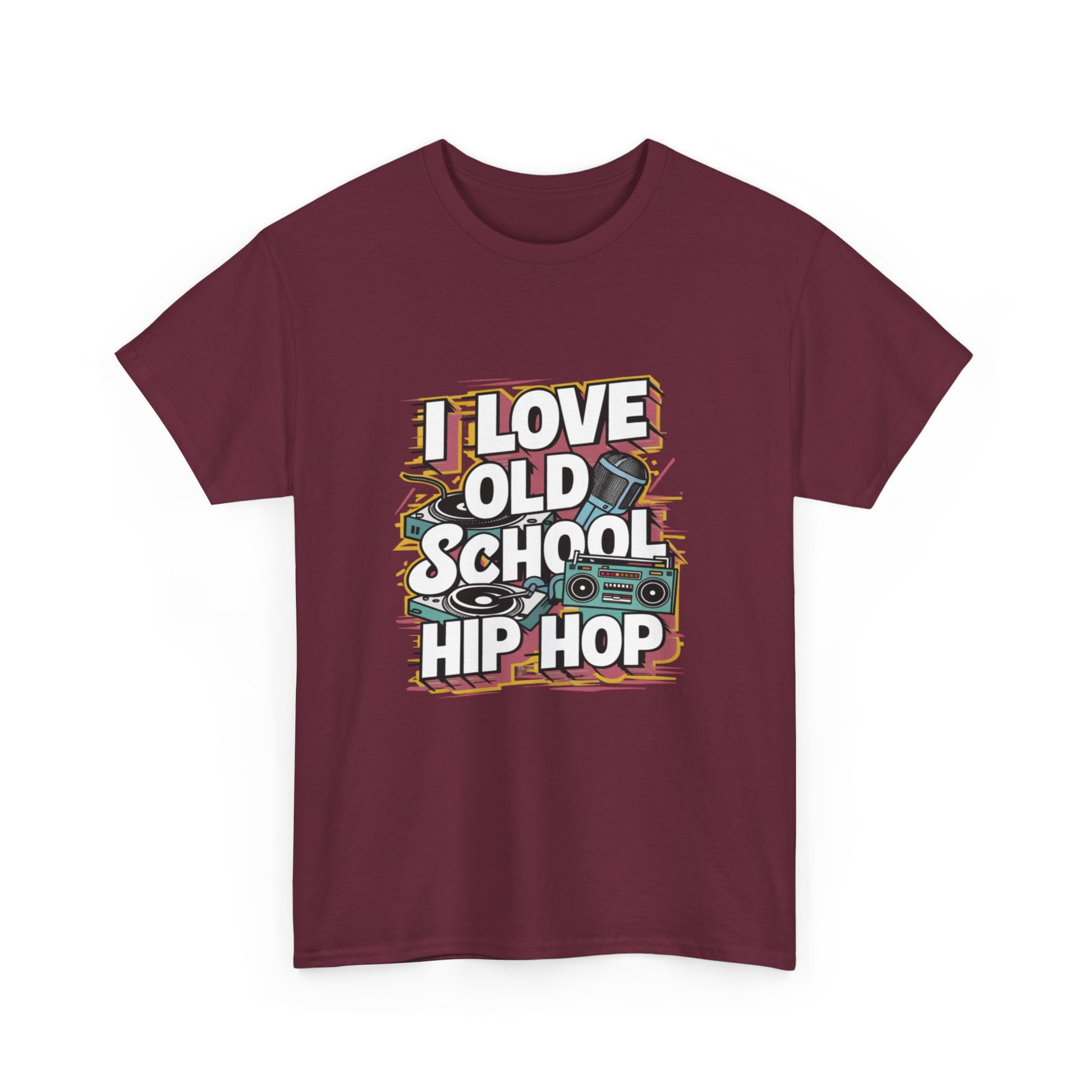 I Love Old School Hip Hop Urban Graphic Unisex Heavy Cotton Tee Cotton Funny Humorous Graphic Soft Premium Unisex Men Women Maroon T-shirt Birthday Gift-27