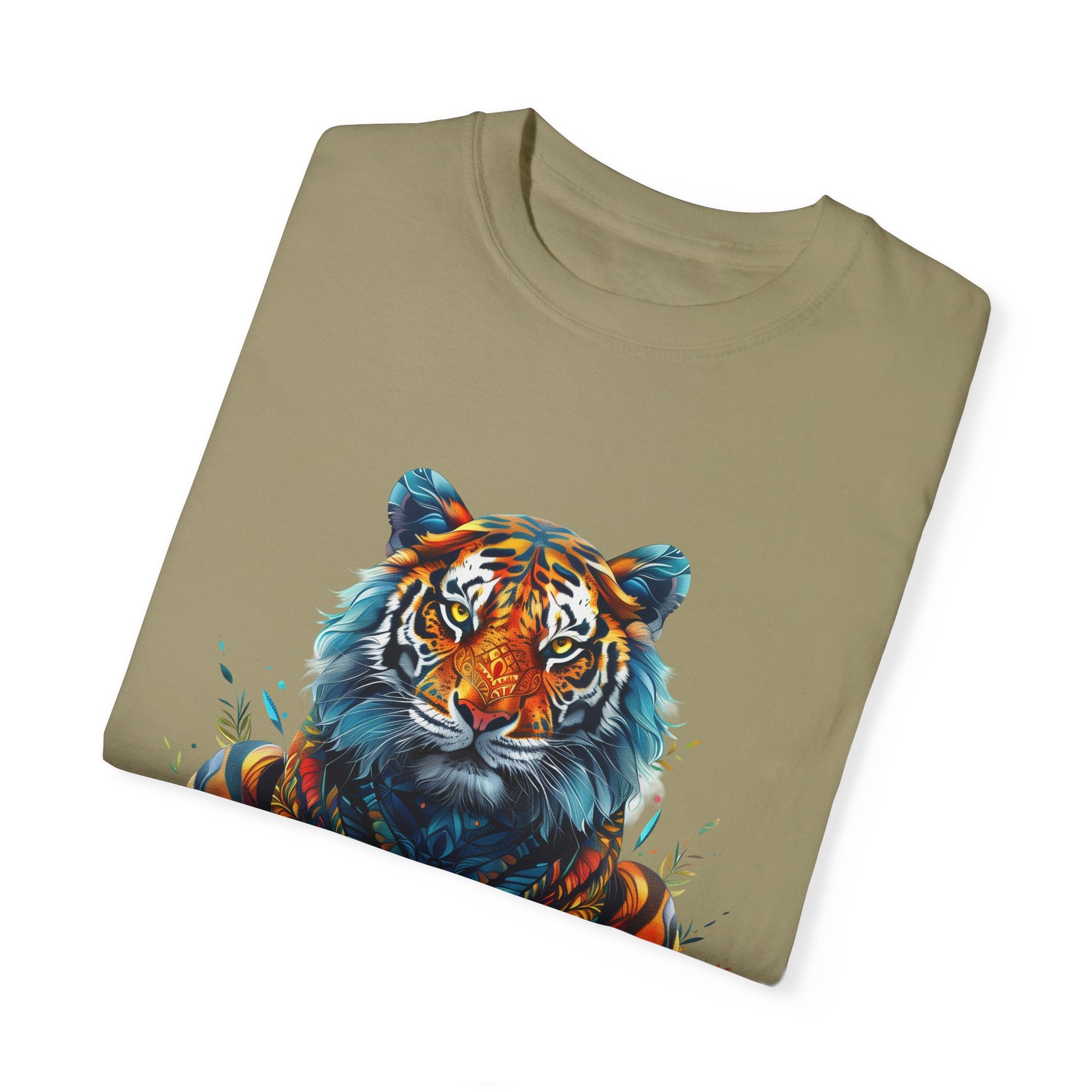 Lion Head Cool Graphic Design Novelty Unisex Garment-dyed T-shirt Cotton Funny Humorous Graphic Soft Premium Unisex Men Women Khaki T-shirt Birthday Gift-47