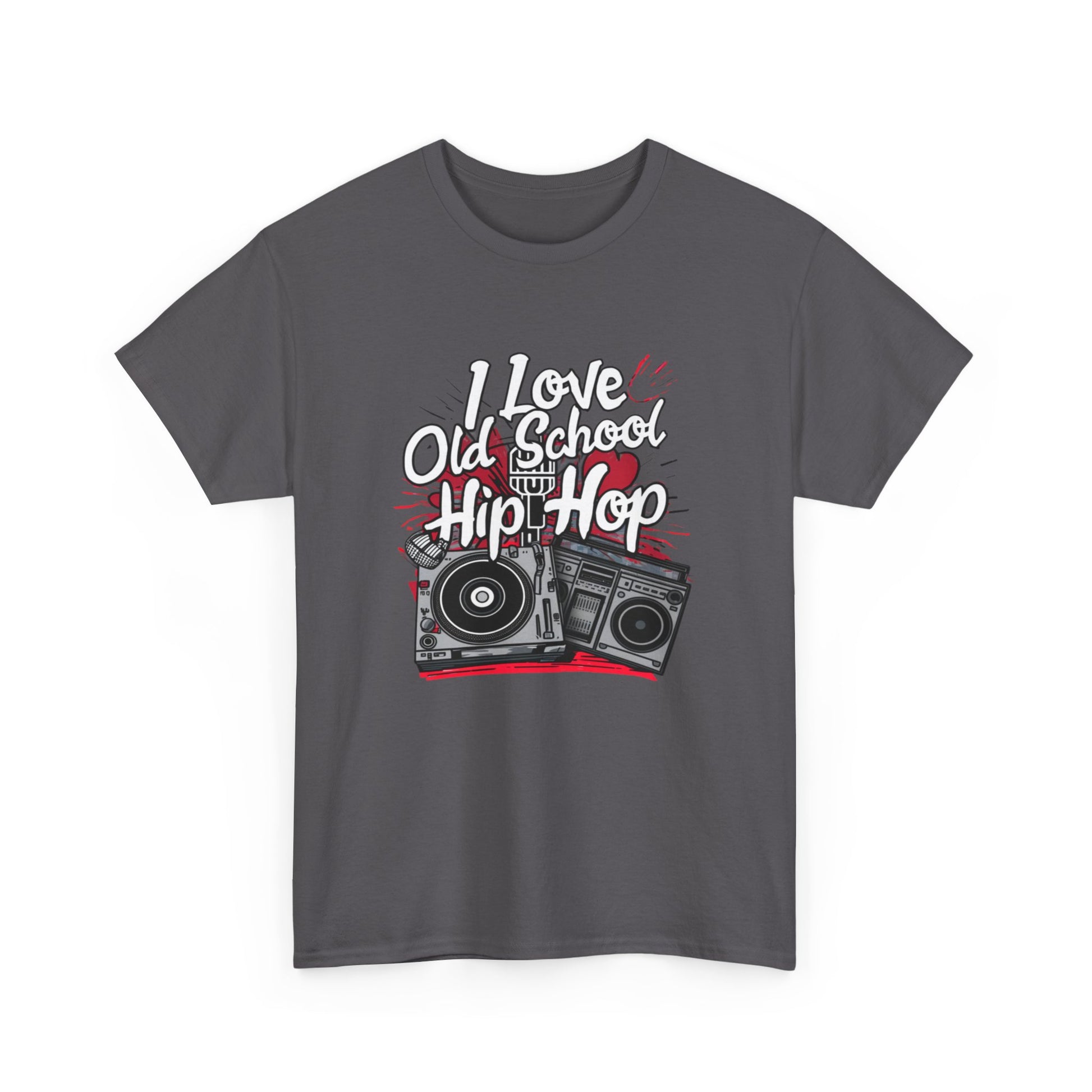 I Love Old School Hip Hop Urban Graphic Unisex Heavy Cotton Tee Cotton Funny Humorous Graphic Soft Premium Unisex Men Women Charcoal T-shirt Birthday Gift-18