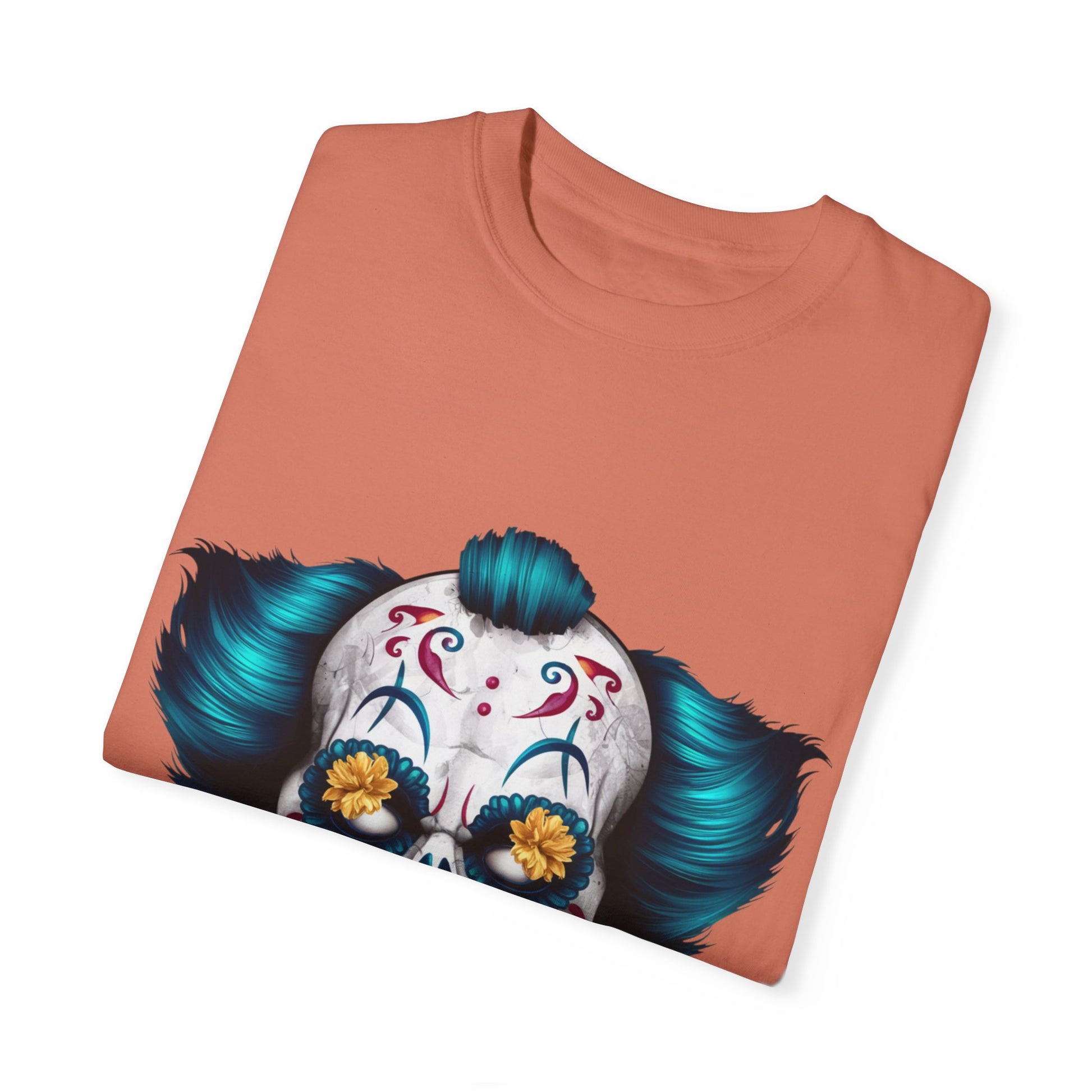 Funny Horror Scary Clown Face Urban Sarcastic Graphic Unisex Garment Dyed T-shirt Cotton Funny Humorous Graphic Soft Premium Unisex Men Women Terracotta T-shirt Birthday Gift-56