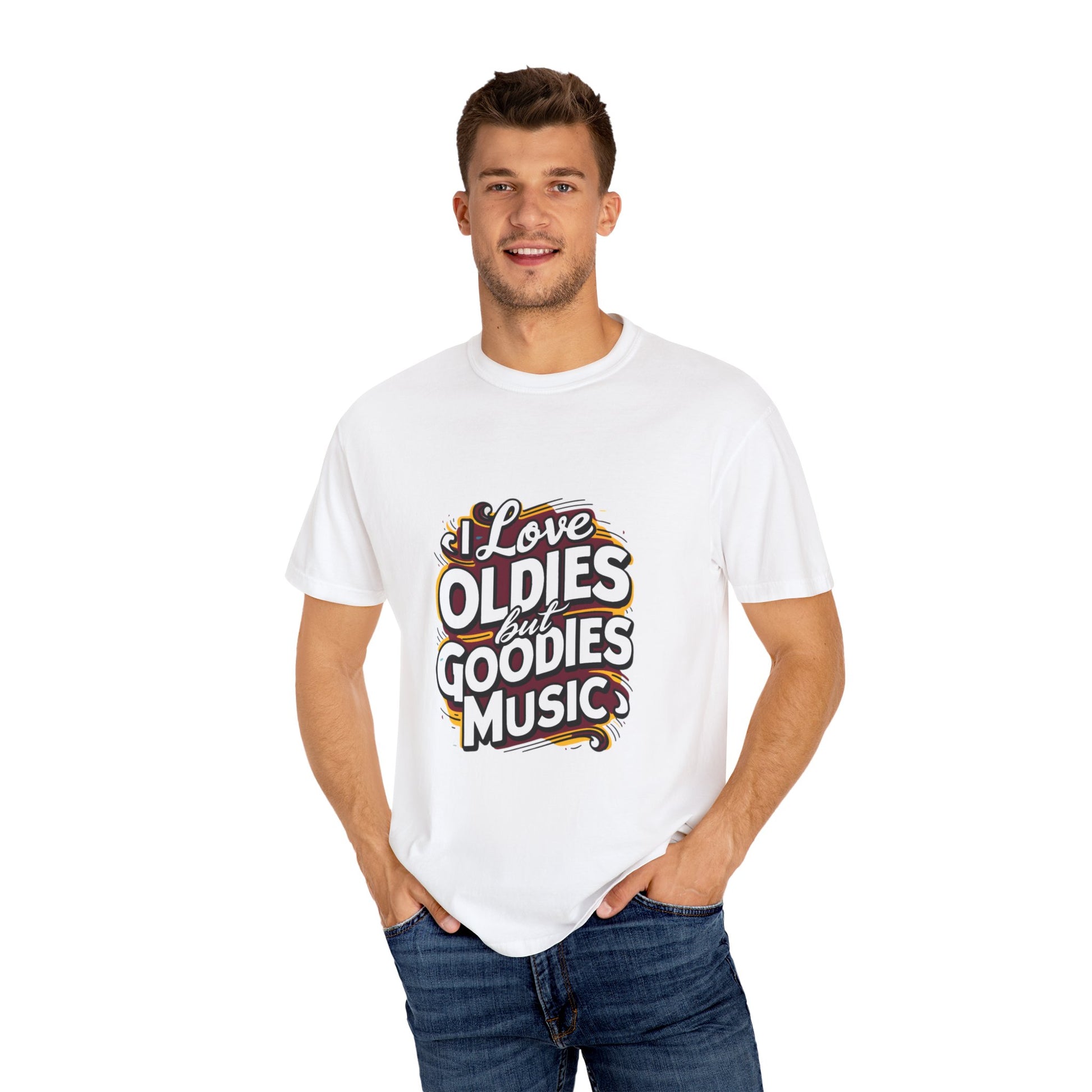 I Love Oldies but Goodies Music Urban Hip Hop Graphic Unisex Garment-dyed T-shirt Cotton Funny Humorous Graphic Soft Premium Unisex Men Women White T-shirt Birthday Gift-24