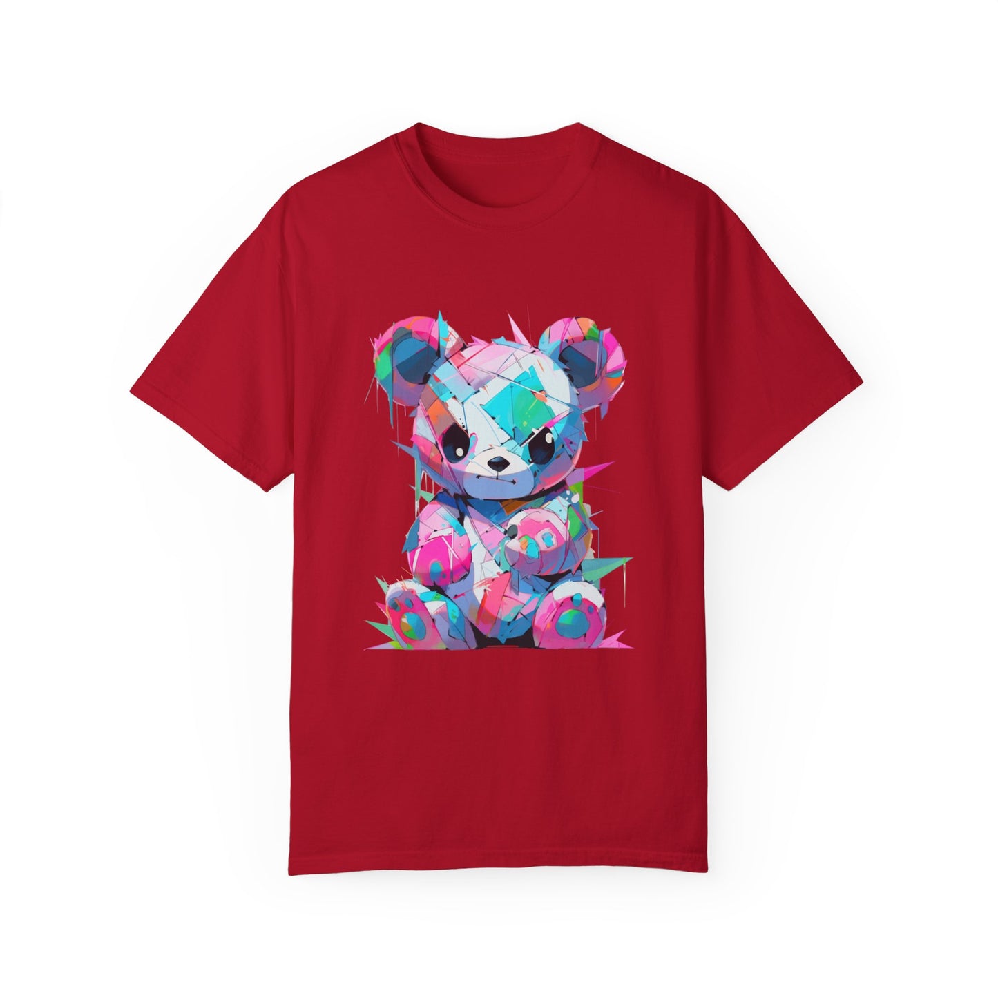 Hip Hop Teddy Bear Graphic Unisex Garment-dyed T-shirt Cotton Funny Humorous Graphic Soft Premium Unisex Men Women Red T-shirt Birthday Gift-2