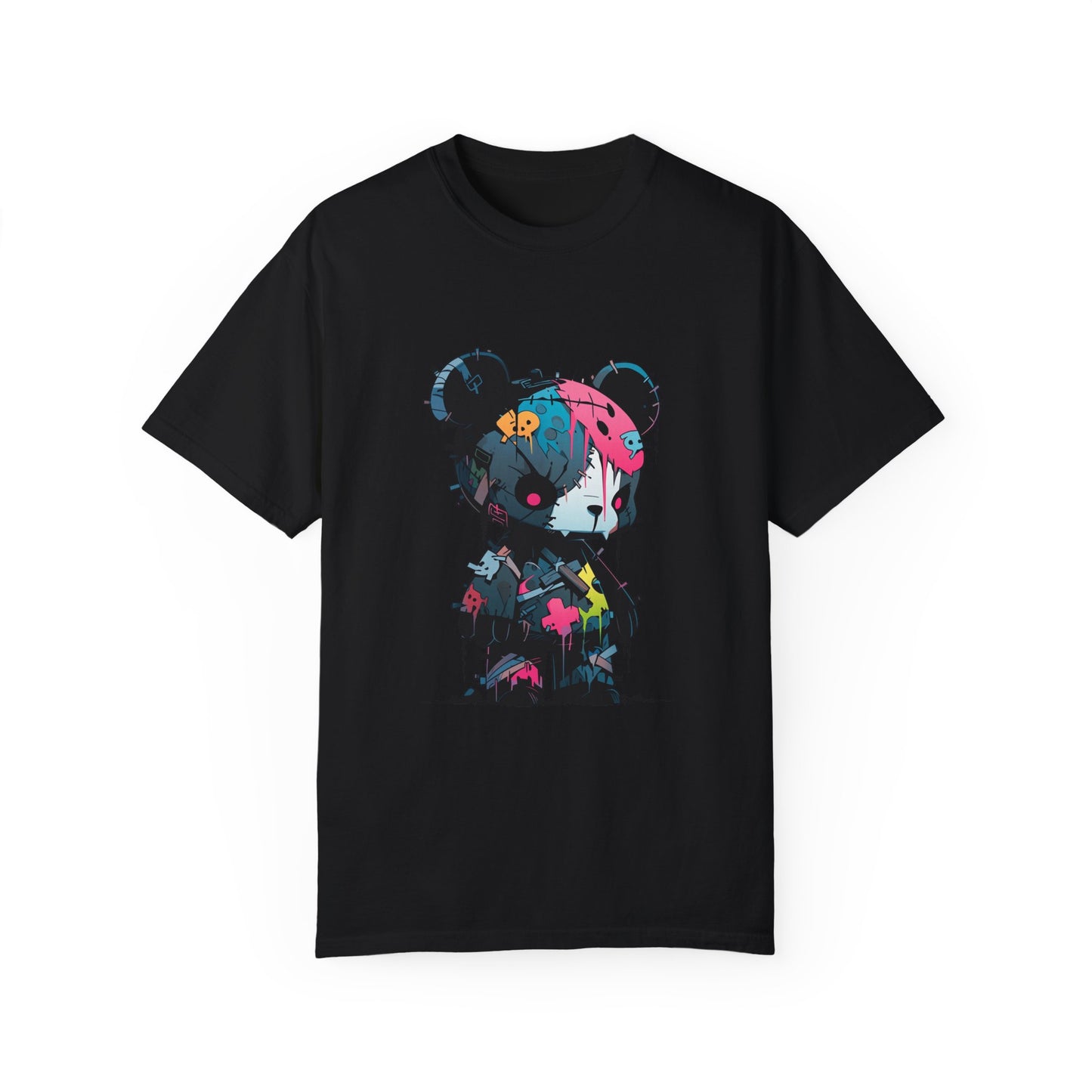 Hip Hop Teddy Bear Graphic Unisex Garment-dyed T-shirt Cotton Funny Humorous Graphic Soft Premium Unisex Men Women Black T-shirt Birthday Gift-2