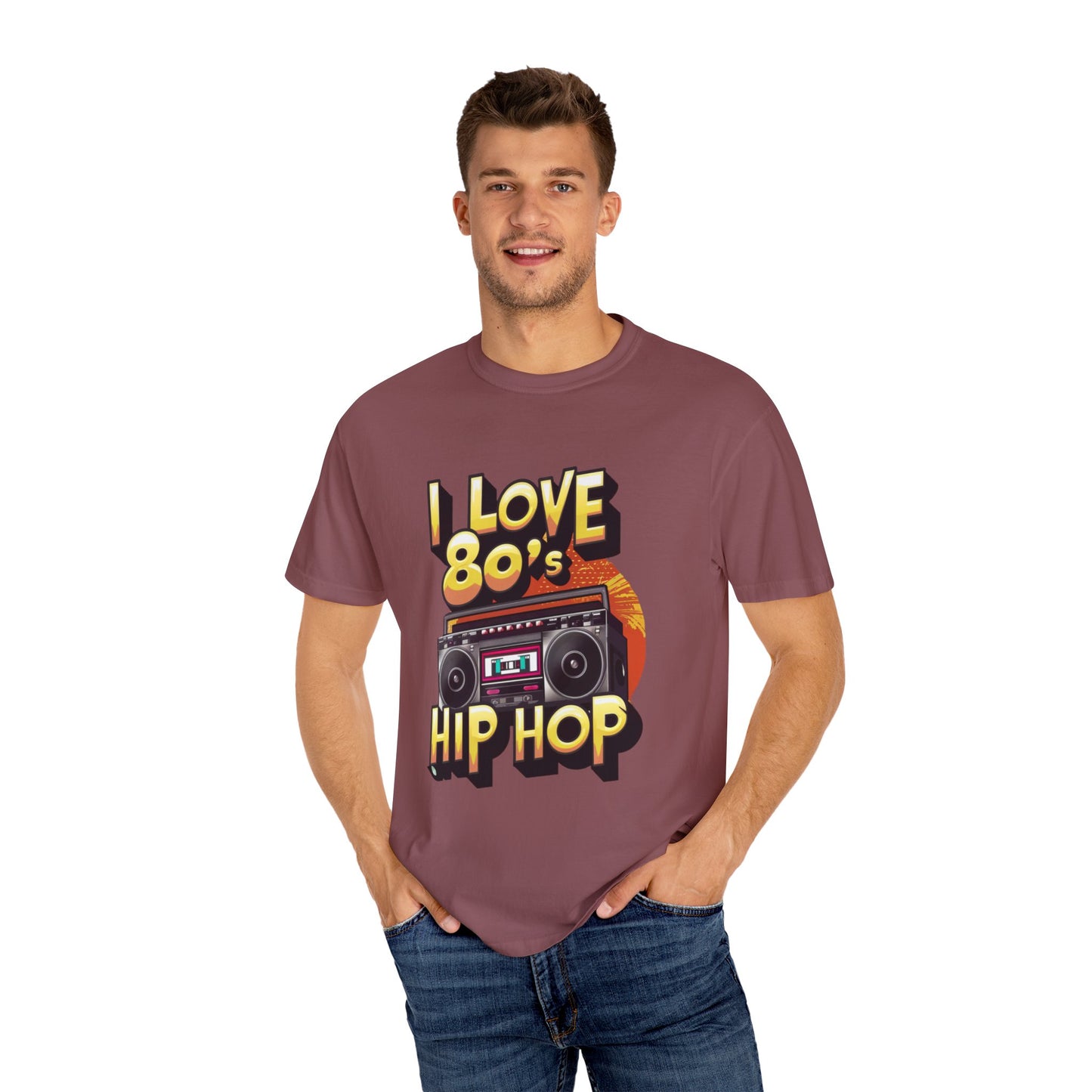 I Love 80's Hip Hop Graphic Unisex Garment-dyed T-shirt Cotton Funny Humorous Graphic Soft Premium Unisex Men Women Brick T-shirt Birthday Gift-30