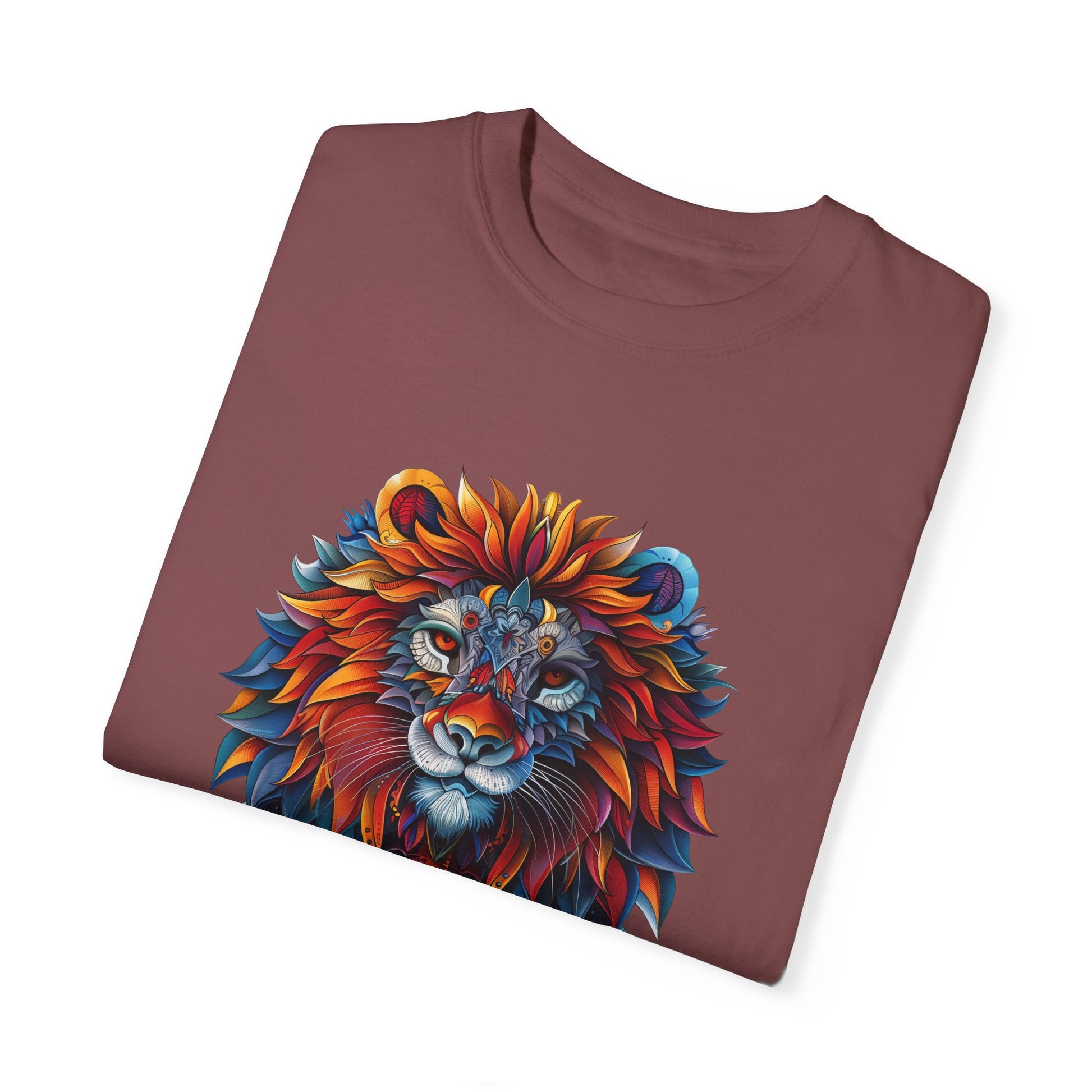 Lion Head Cool Graphic Design Novelty Unisex Garment-dyed T-shirt Cotton Funny Humorous Graphic Soft Premium Unisex Men Women Brick T-shirt Birthday Gift-29