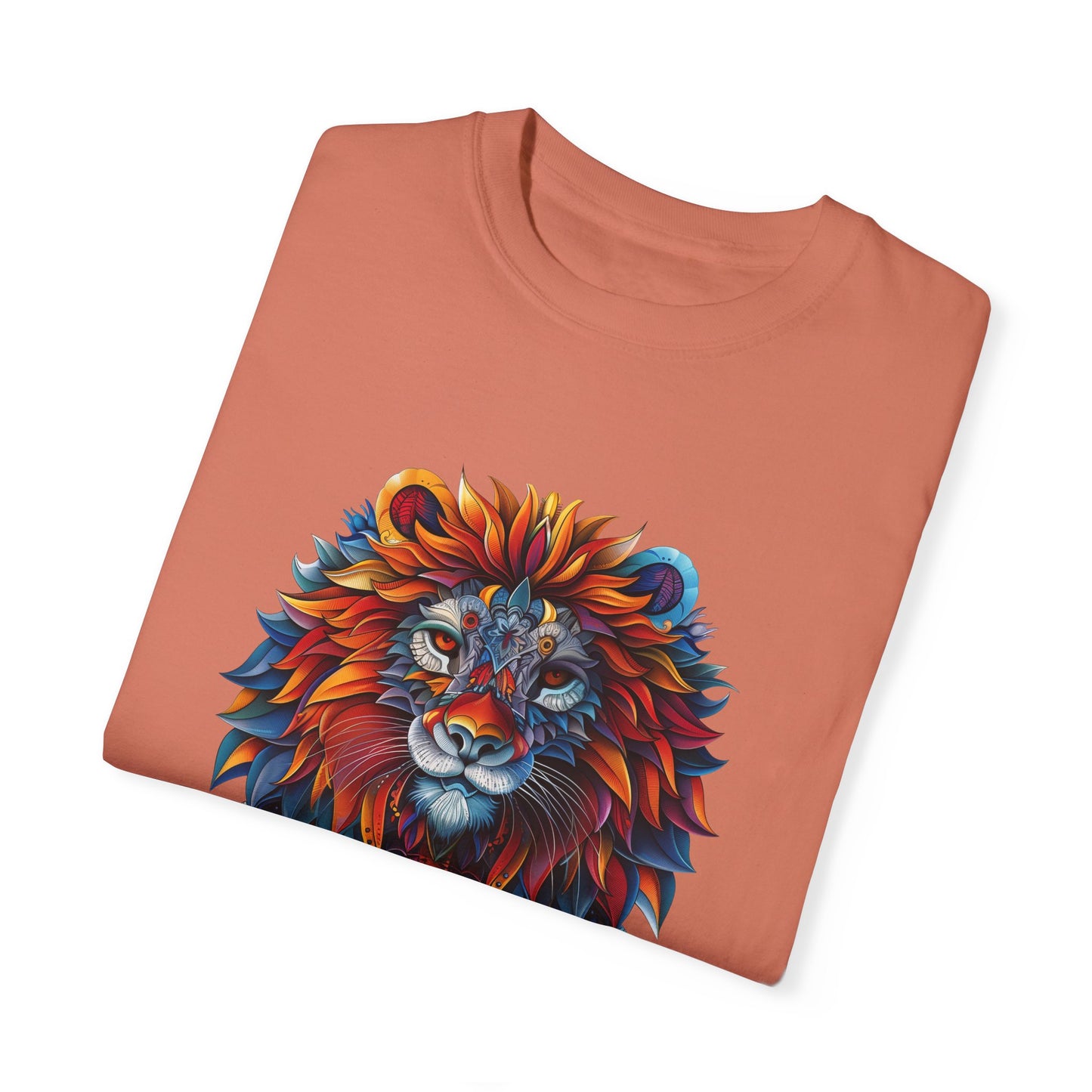 Lion Head Cool Graphic Design Novelty Unisex Garment-dyed T-shirt Cotton Funny Humorous Graphic Soft Premium Unisex Men Women Terracotta T-shirt Birthday Gift-56